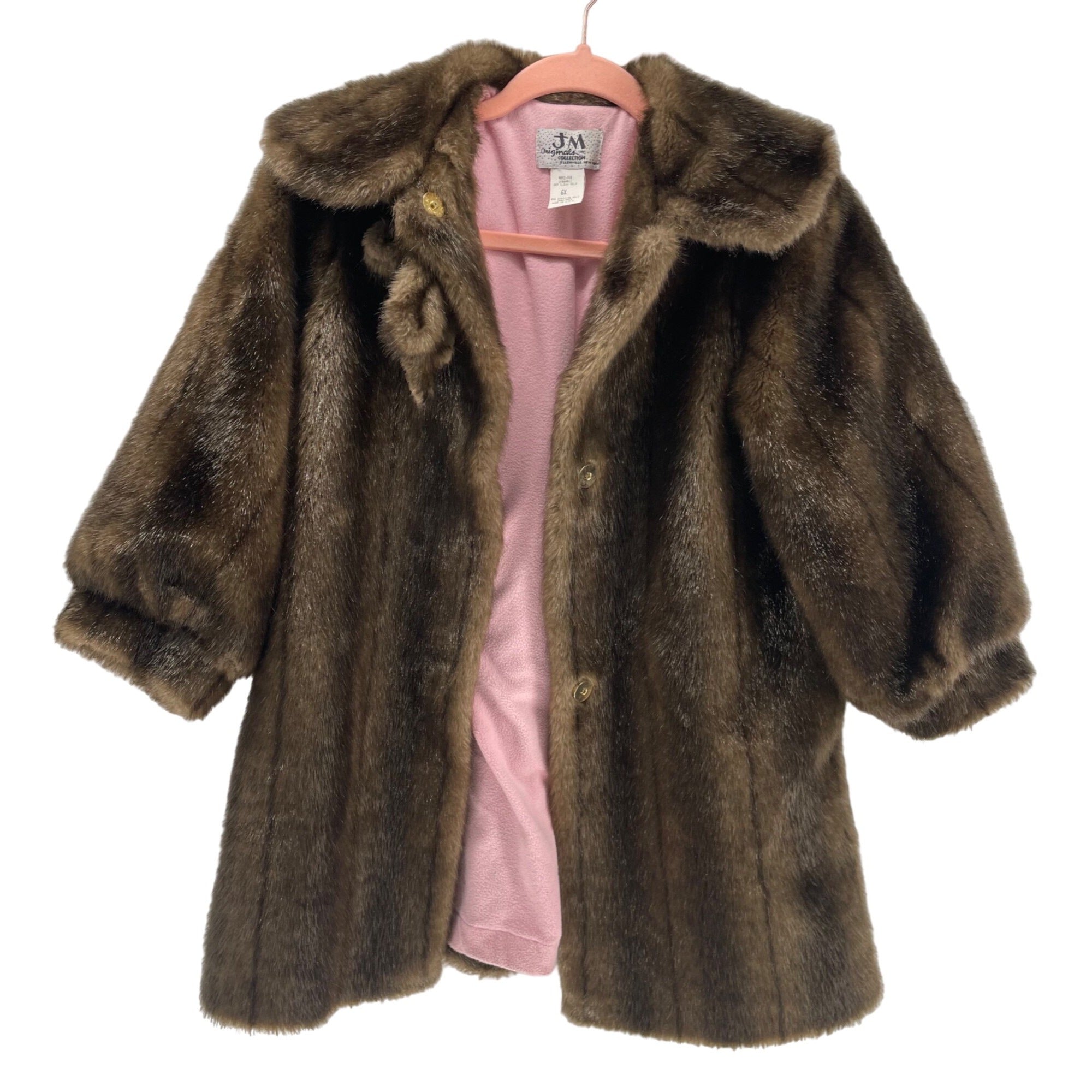 JM Originals Women’s 6X Brown Faux Fur Three Quarter-Length Sleeve Coat