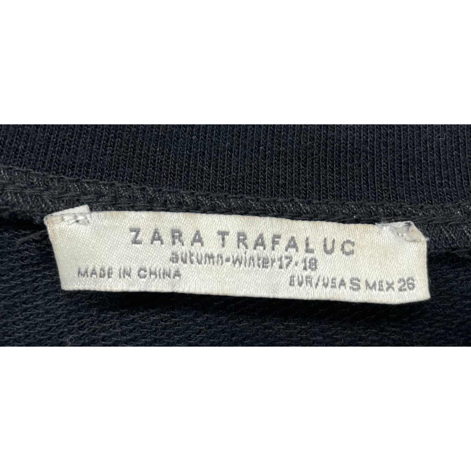 Zara Women’s Small Black Women’s Faux Fur & Pearl Shoulder Long-Sleeved Top