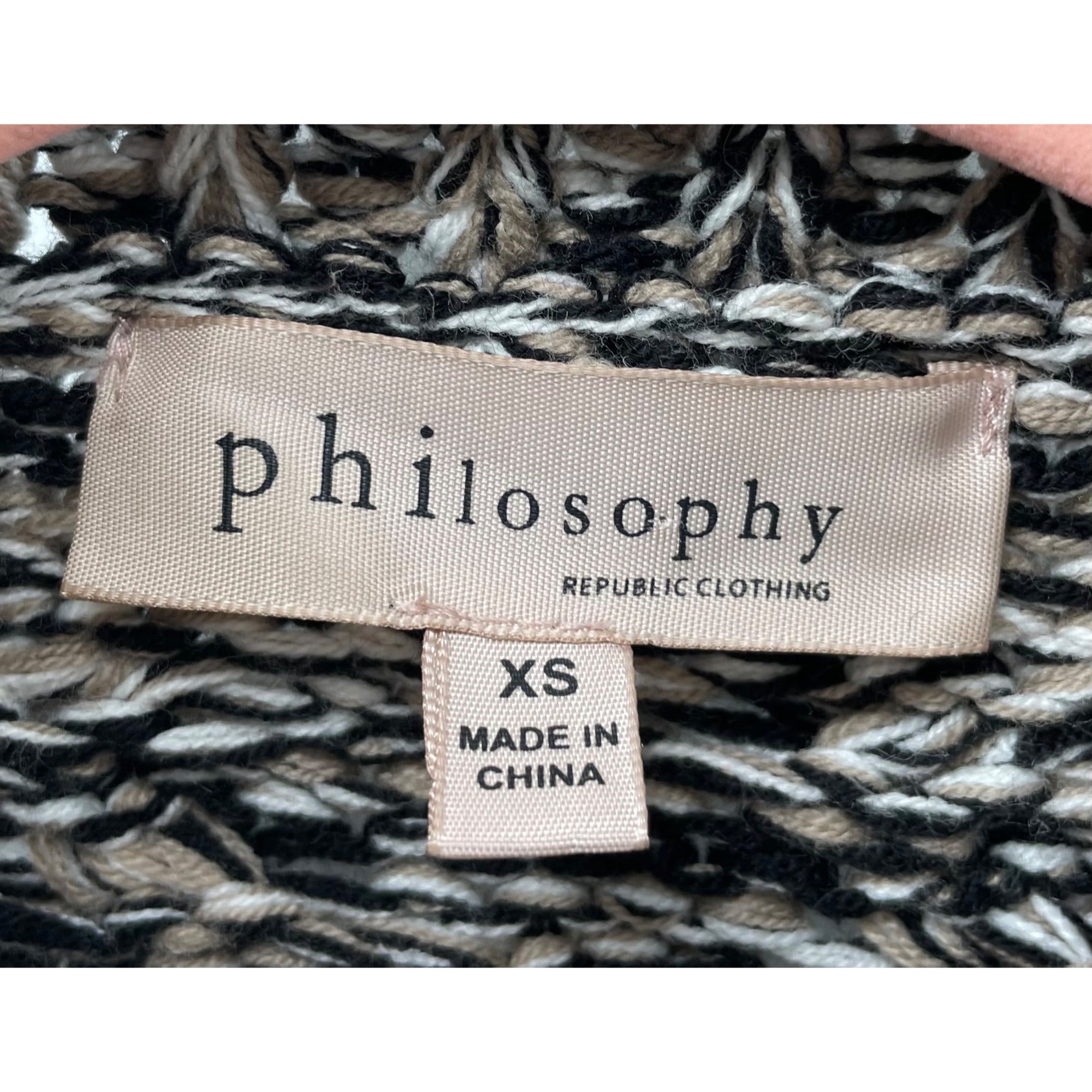 Philosophy Women’s XS Black, Brown and White Sweater