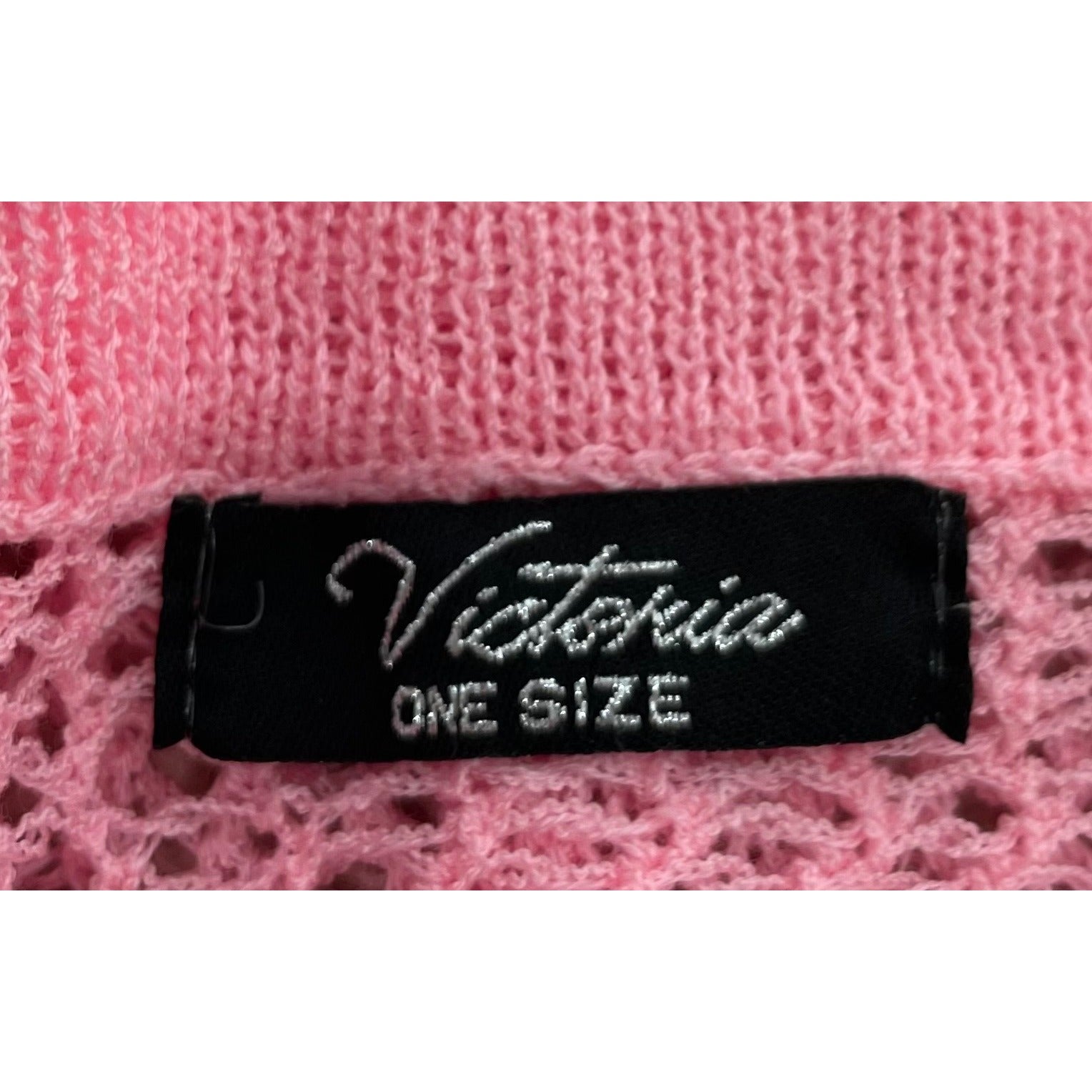 Victoria Women's One Size Fits Most Pink Sheer Mesh Knit Cropped Open Cardigan