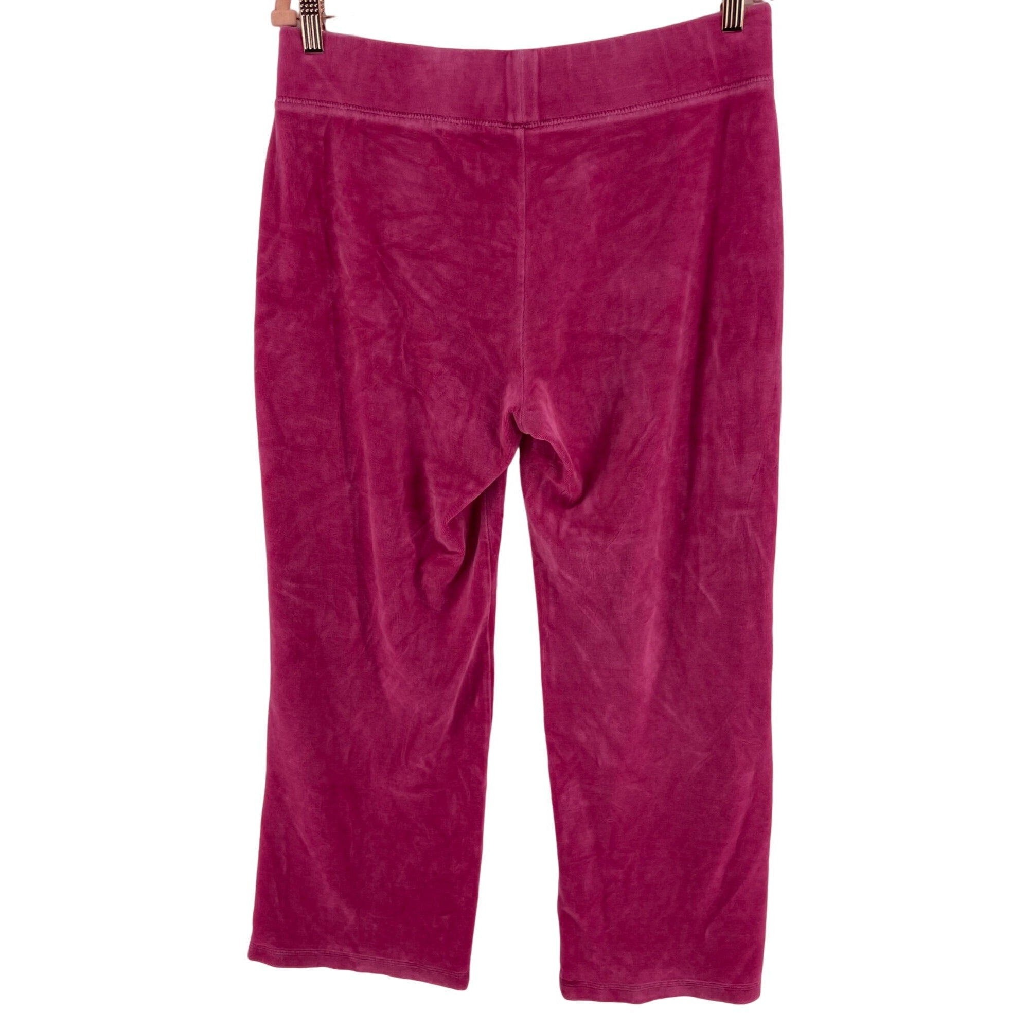 Talbots Women's Size Large Petite Fuchsia Velour Straight-Leg Stretchy Pants