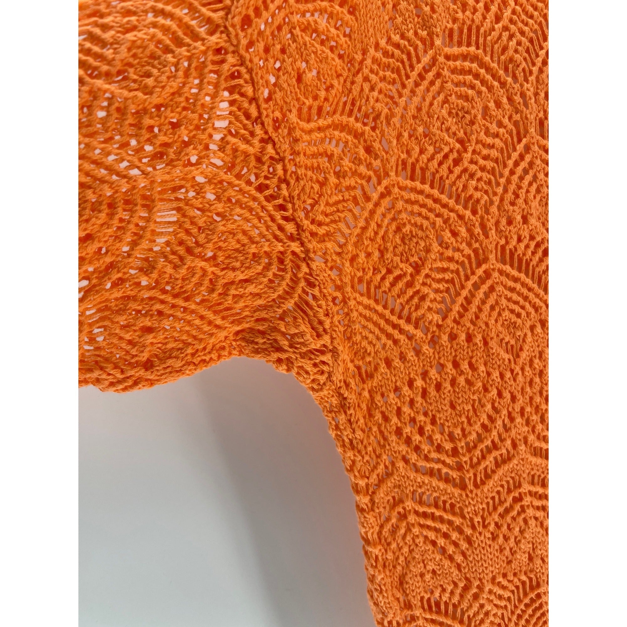 NWOT Jeanne Pierre Women’s XL Sherbet Orange Sheer Knit Cold Shoulder Sweater