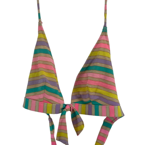 Victoria's Secret Women's Size Large Multi-Colored Striped Bikini Top