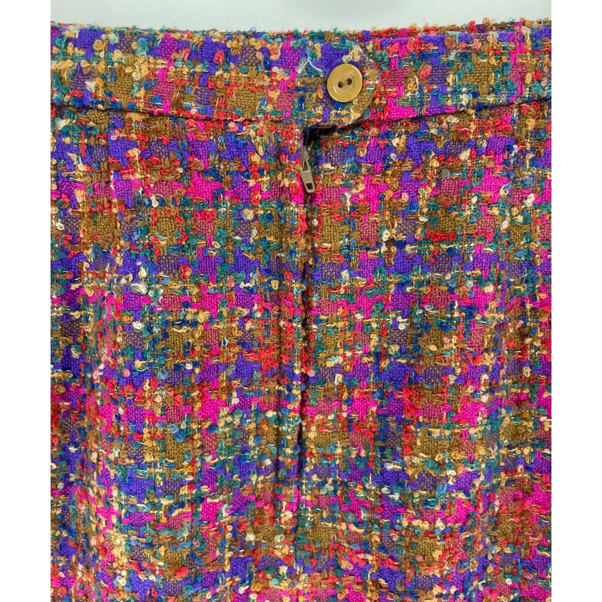 Lilli Ann Collections Women's Medium Vintage Fuchsia/Purple/Brown Tweed Skirt