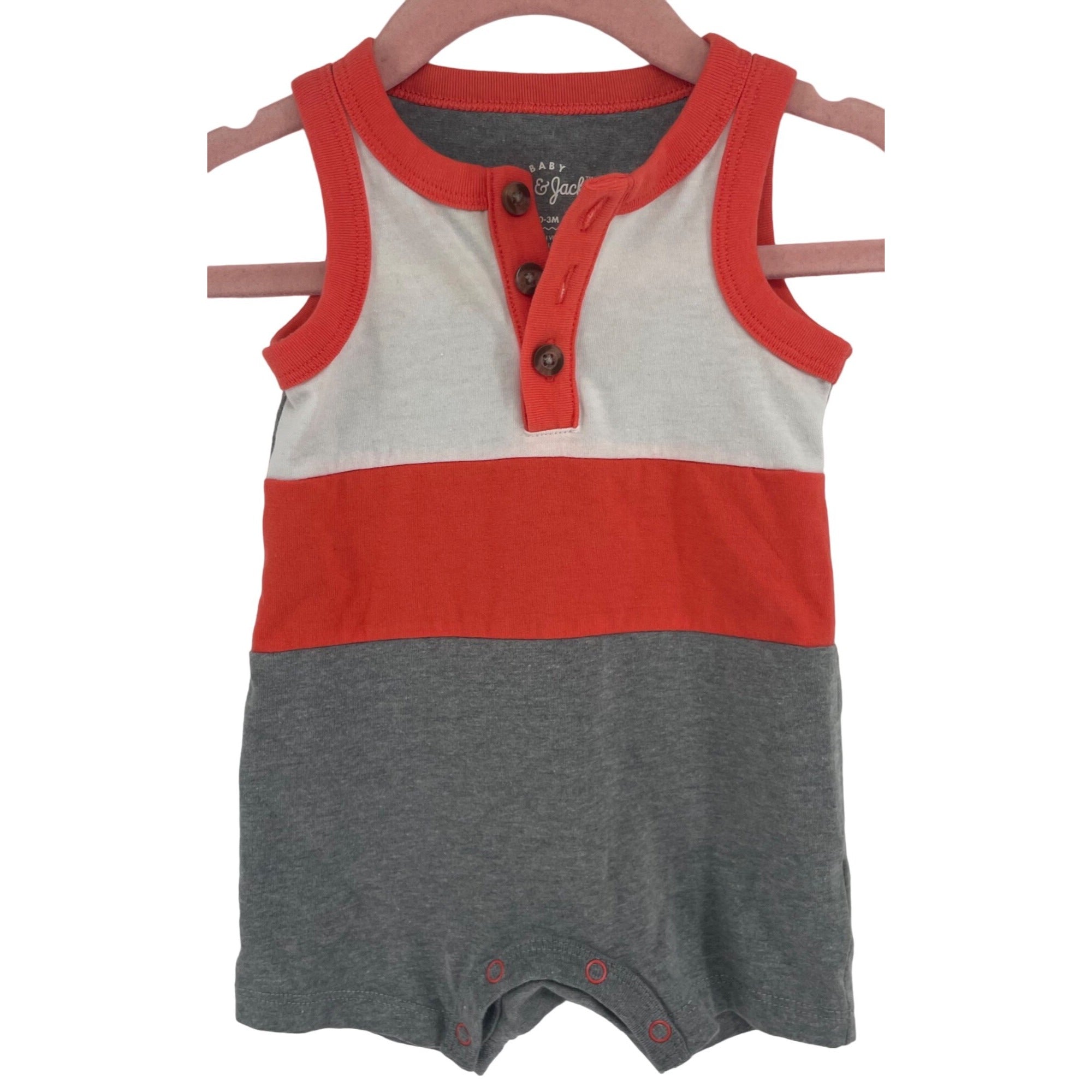 Cat & Jack Unisex Baby Size 0-3 Months Grey/Orange/White Sleeveless Onesie