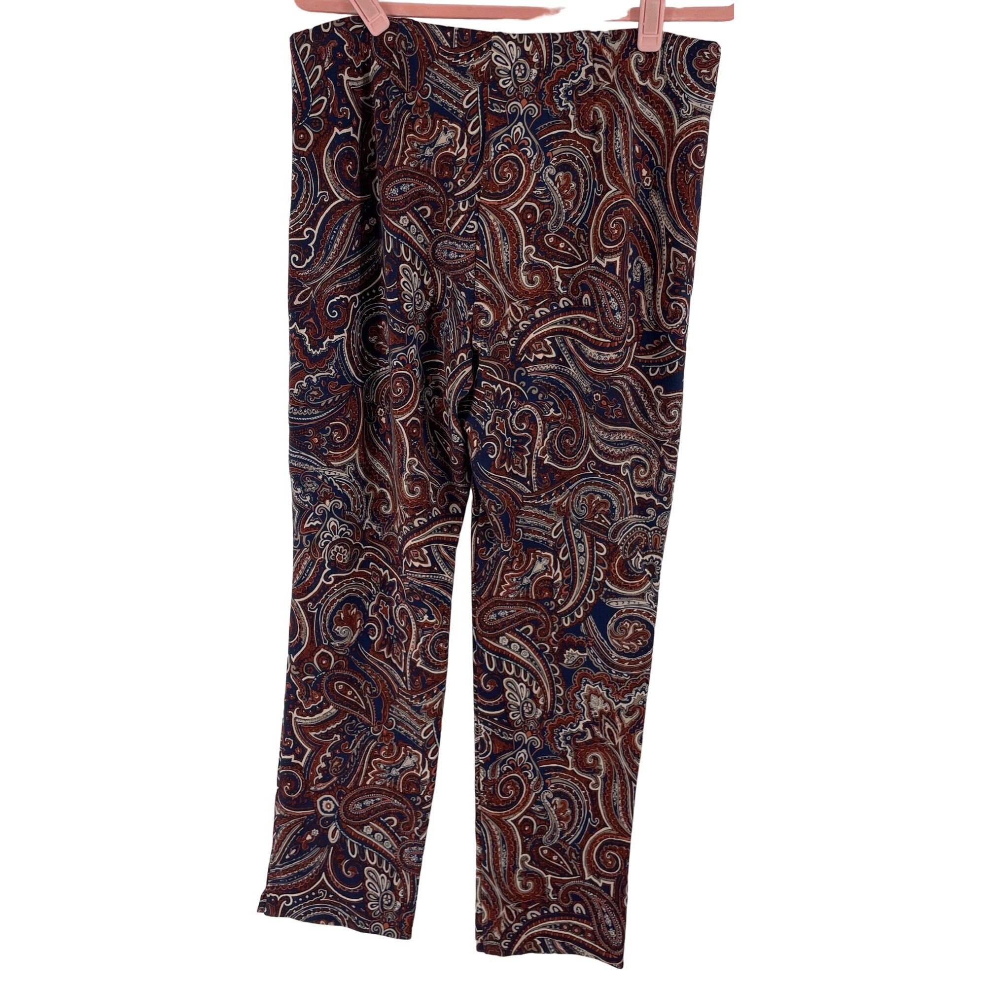 NWOT Chico’s Women’s Size 10 Navy & Orange Paisley Stretch Leggings