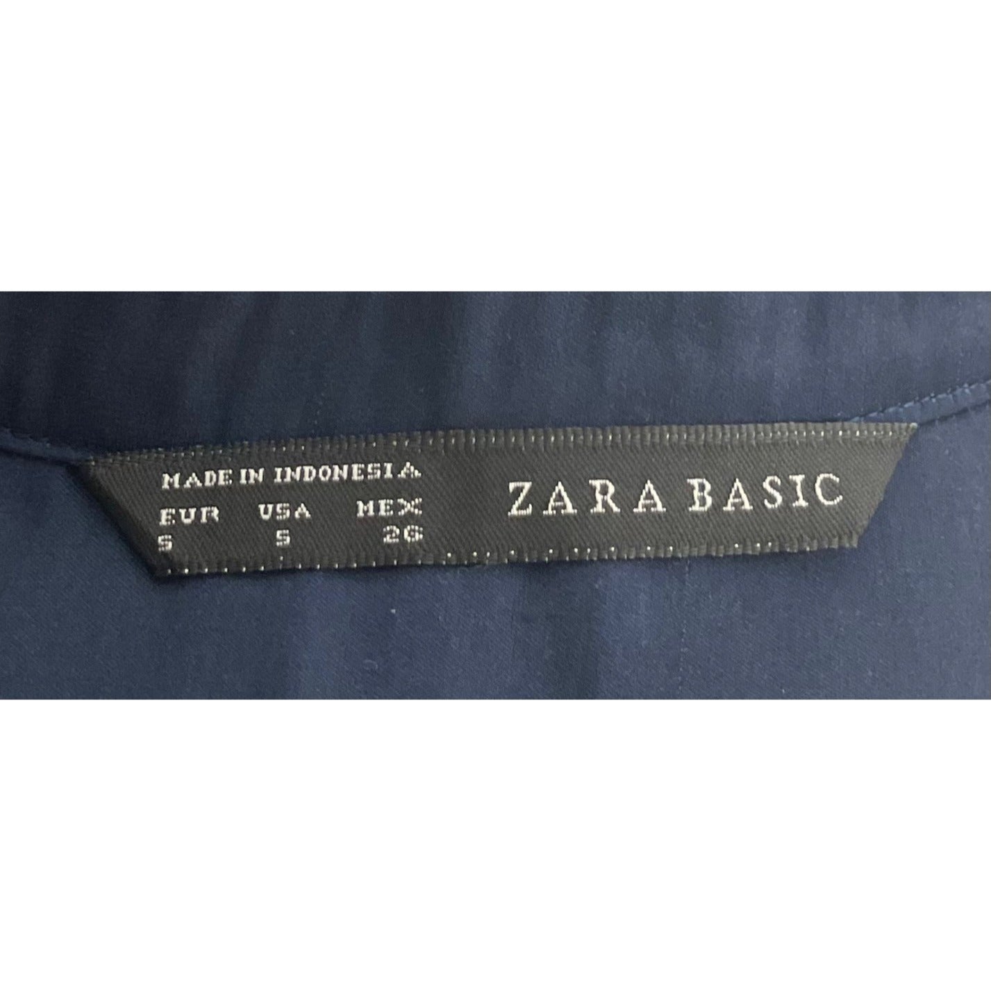 Zara Basic Women's Size Small Navy Blue Pleated Dress Shirt Dress