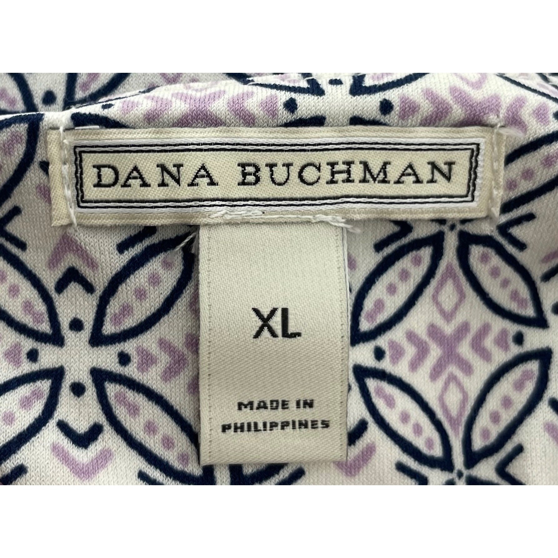 Dana Buchman Women's Size XL Purple, Navy & White Blouse