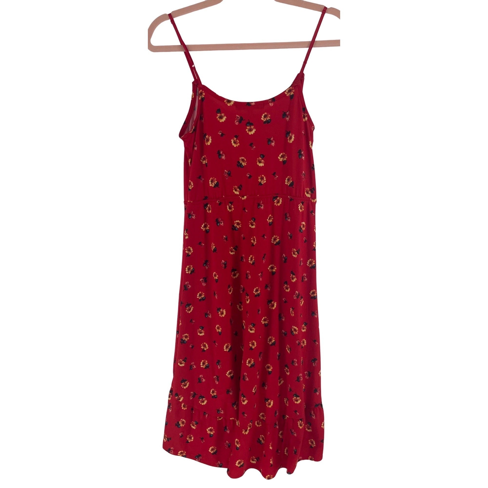 NWOT Velvet Torch Women's Size Small Red Floral Spaghetti Strap Summer Midi Dress