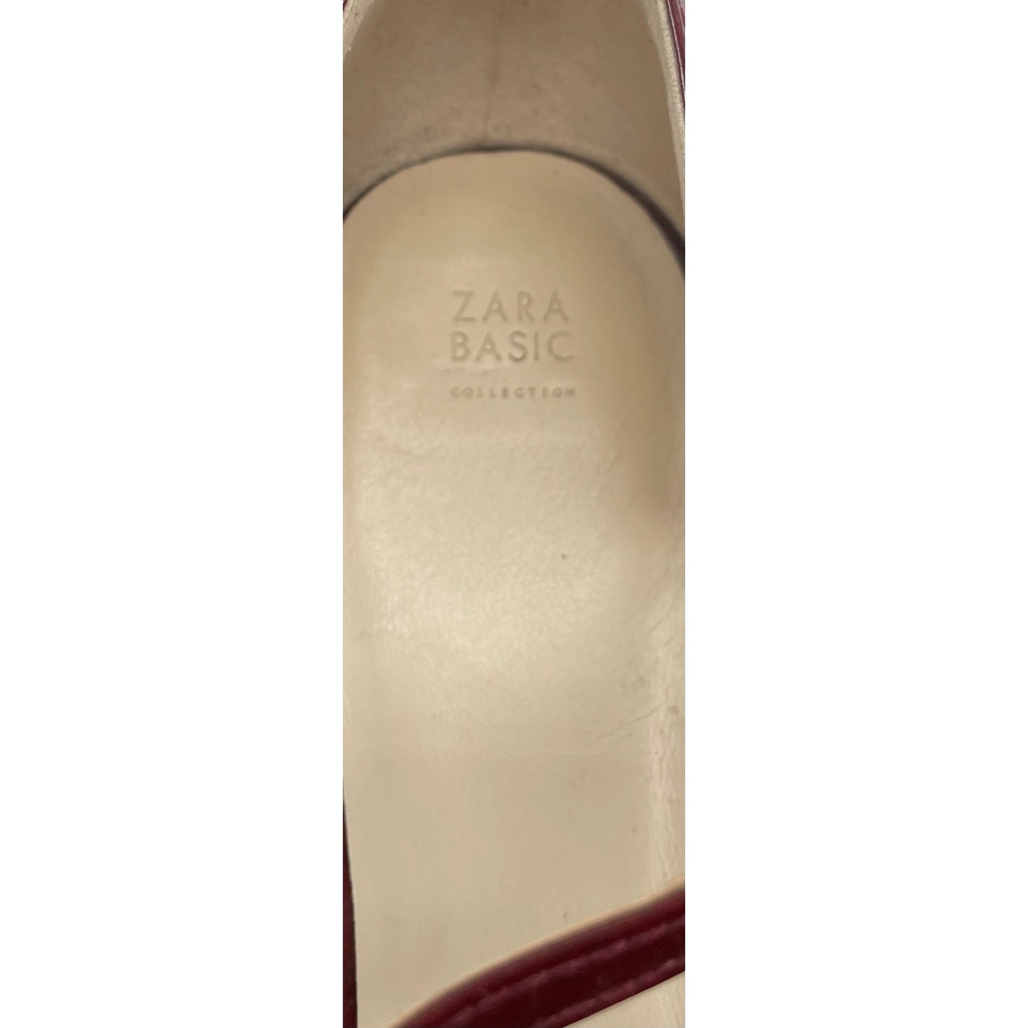 Zara Women's Size 9 9Burgundy Patent Leather Open-Toe Sandals