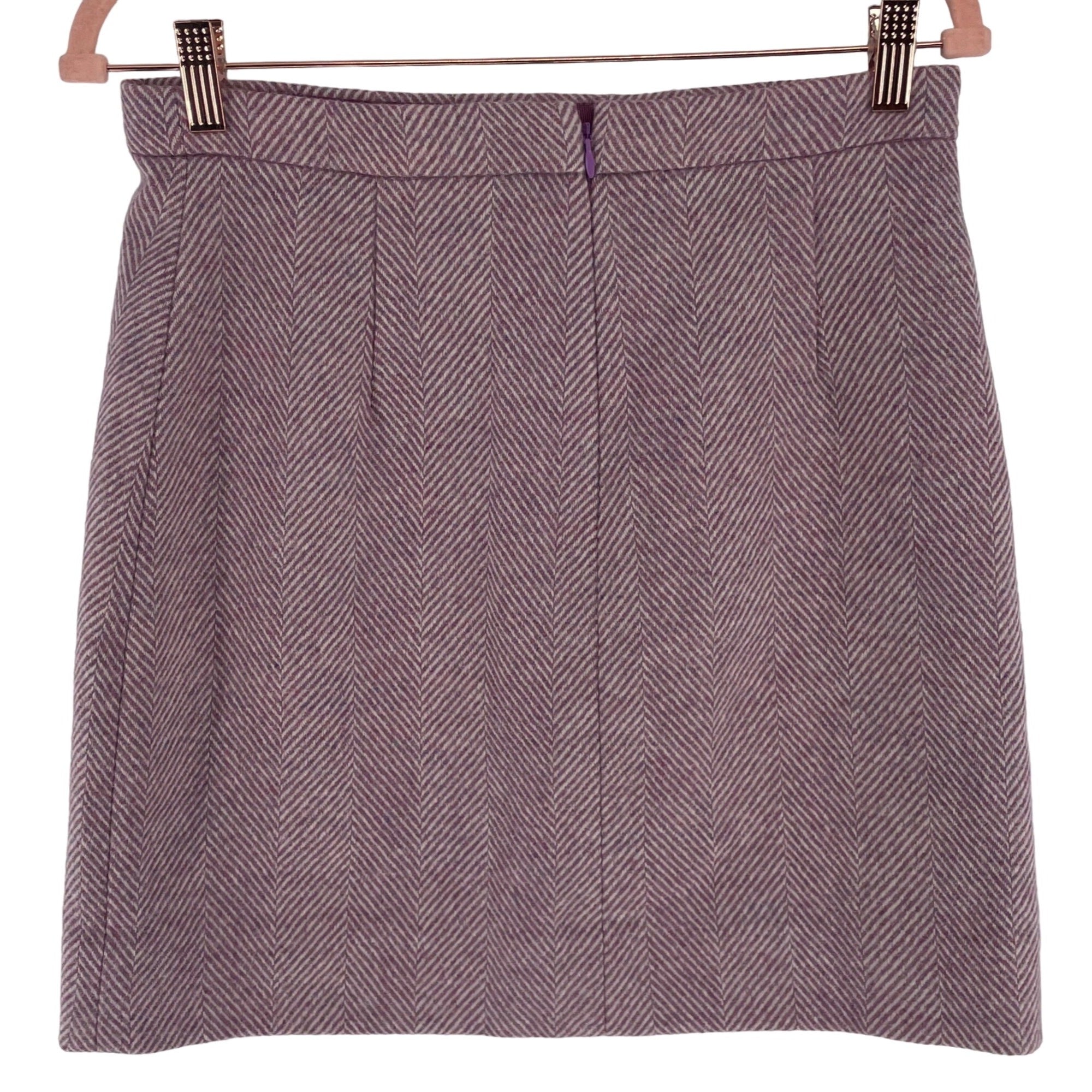 NWT J. Crew Women's Size 4 Purple/White Striped Tweed Wool Mini Skirt