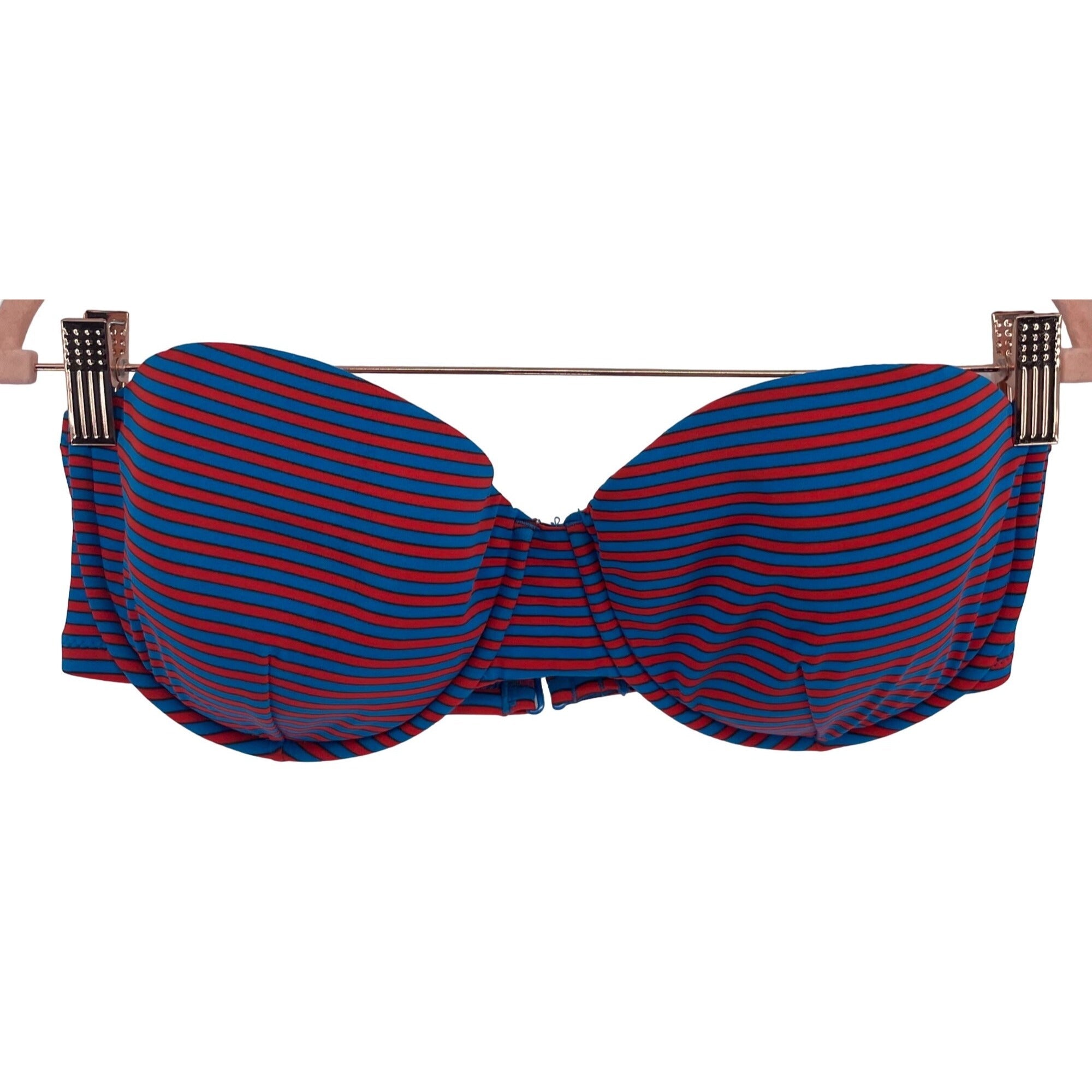 J. Crew Women's Size 36D Red & Blue Striped Strapless Bikini Top