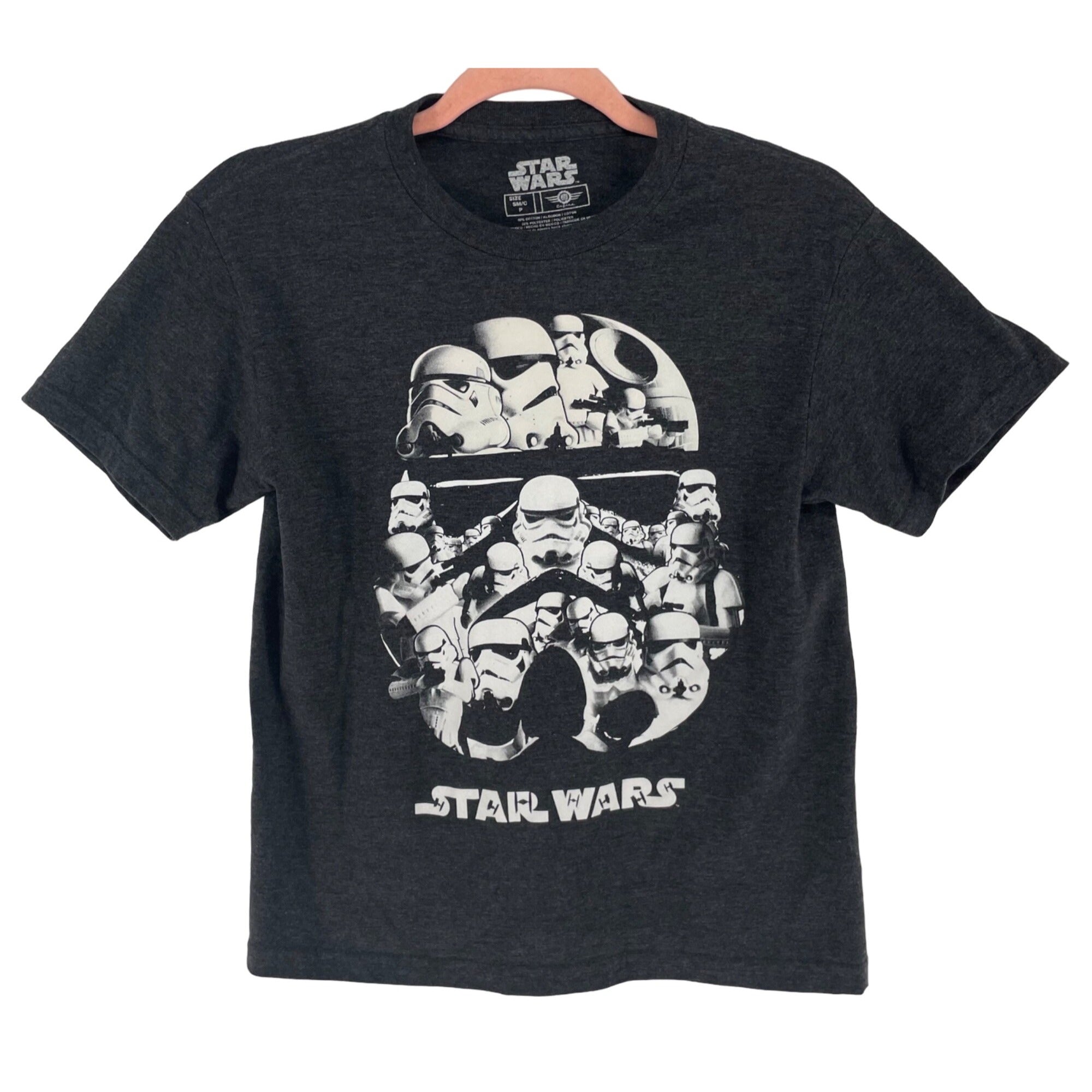 Engine Boy's Size Small Grey/White Star Wars Graphic Crew Neck T-Shirt