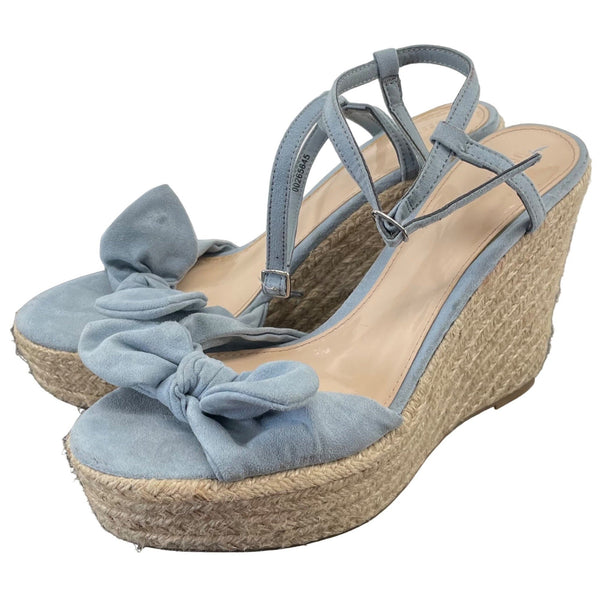 Forever 21 Women's Size 7 Blue/Tan Espadrille 4.5" Wedge Heel Sandals