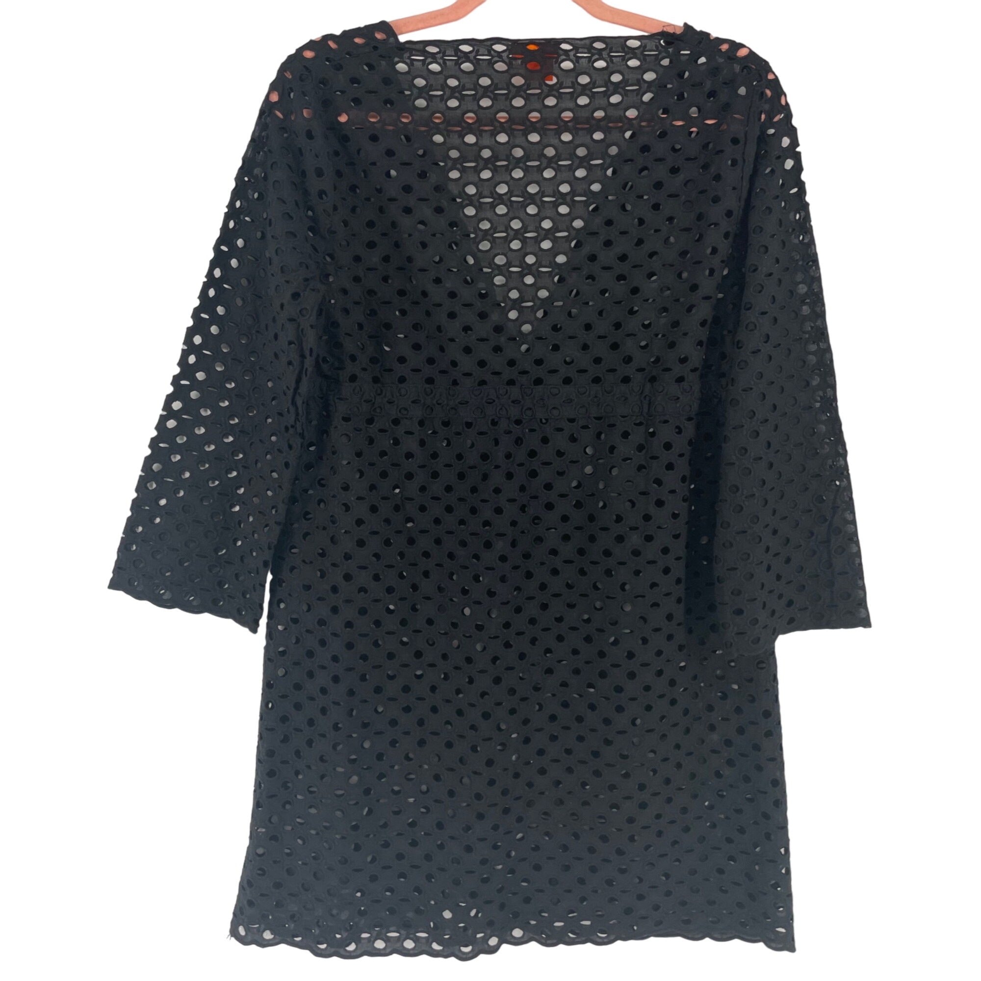 Joe Fresh Women's Size Small Black V-Neck Mesh Beach Cover-Up Dress