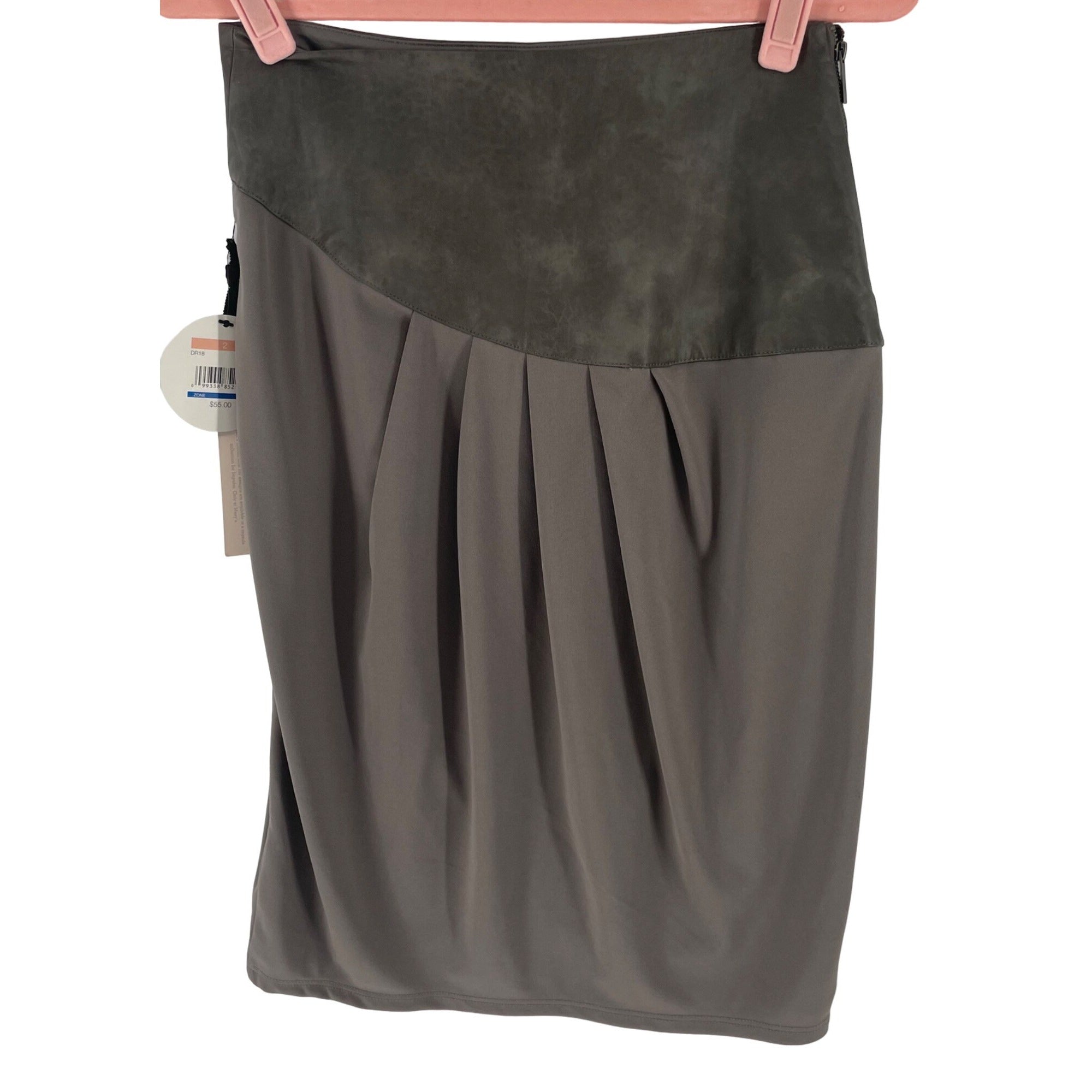 NWT Doo Ri Women’s Size 2 Gray Skirt W/ Faux Leather Waist