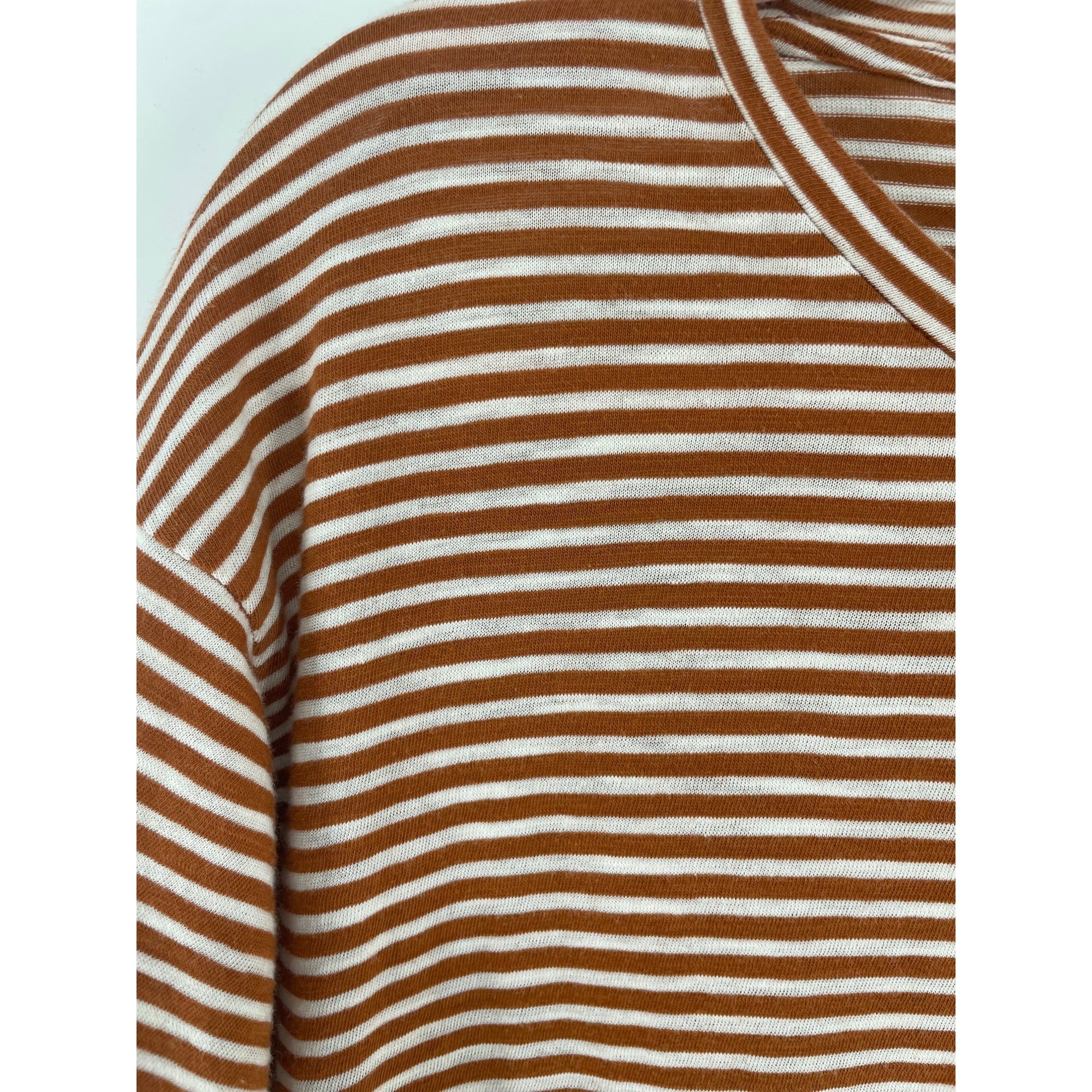 Madewell Women's Size Small Burnt Orange & White Striped Crew Neck T-Shirt