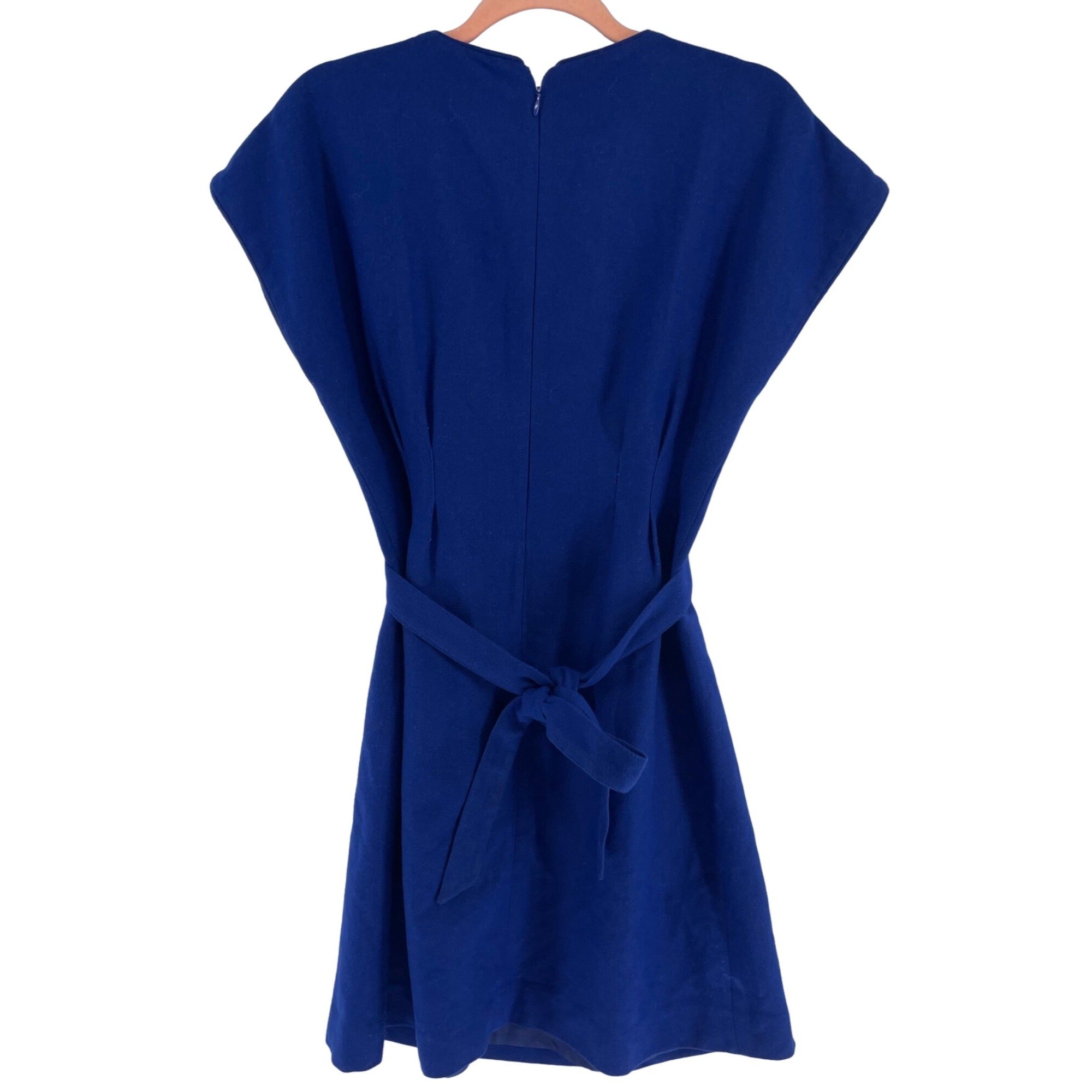 Lil Women's Size 2 Cobalt Blue Wool Blend A-Line Dress W/ Waist Sash