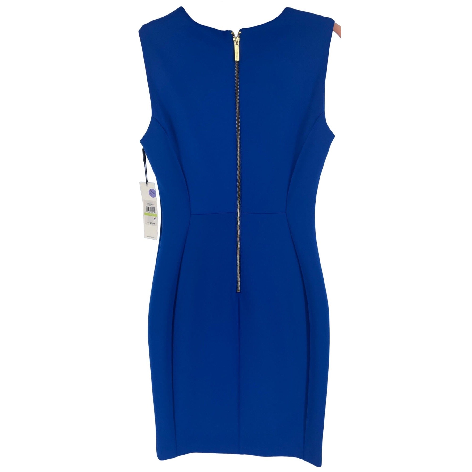 NWT Calvin Klein Women's Size 4 Cobalt Blue Sleeveless Sheath Dress