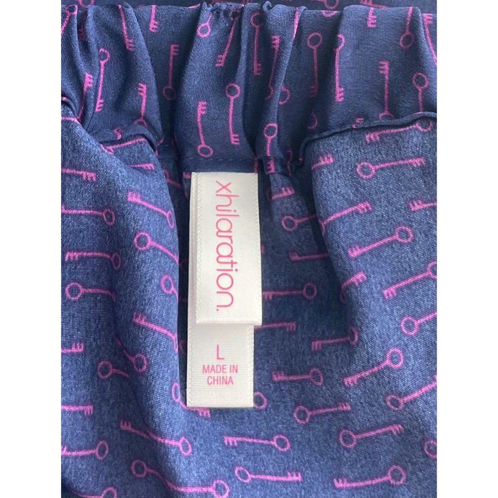 Xhilaration Women's Size Large Purple & Pink Key Print A-Line Mini Skirt