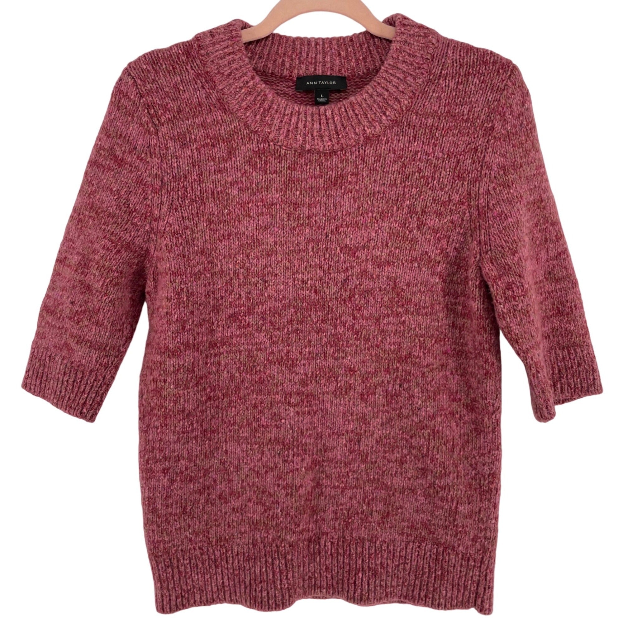 Ann Taylor Women's Size Large Mauve Pink Knit Wool Blend Sweater