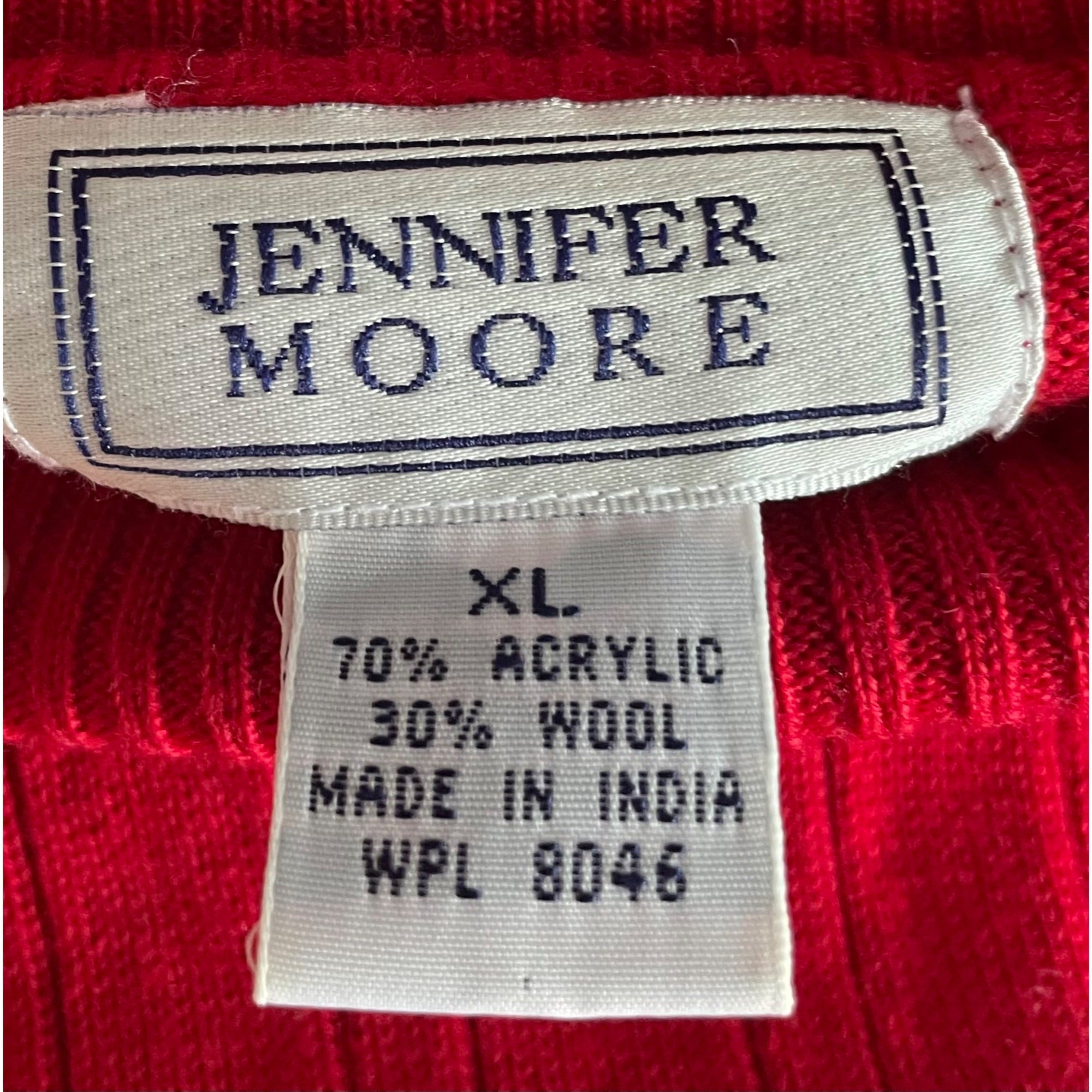 Jennifer Moore Women's Size XL Red Holiday Wool Blend Sweater