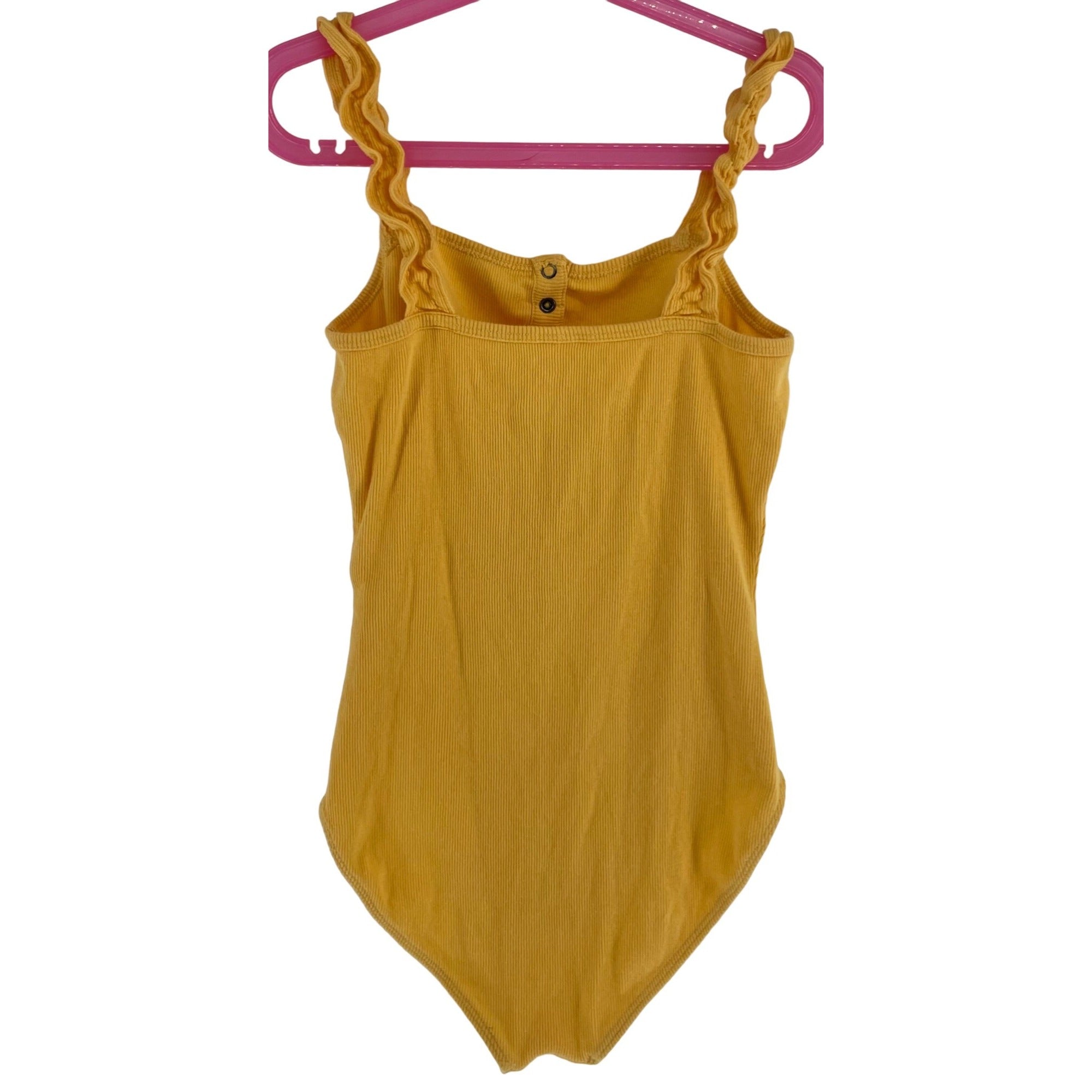 Abercrombie & Fitch Kids Girl's 9/10 Yellow Leotard/Onesie/Bodysuit W/ Ruffle Spaghetti Straps