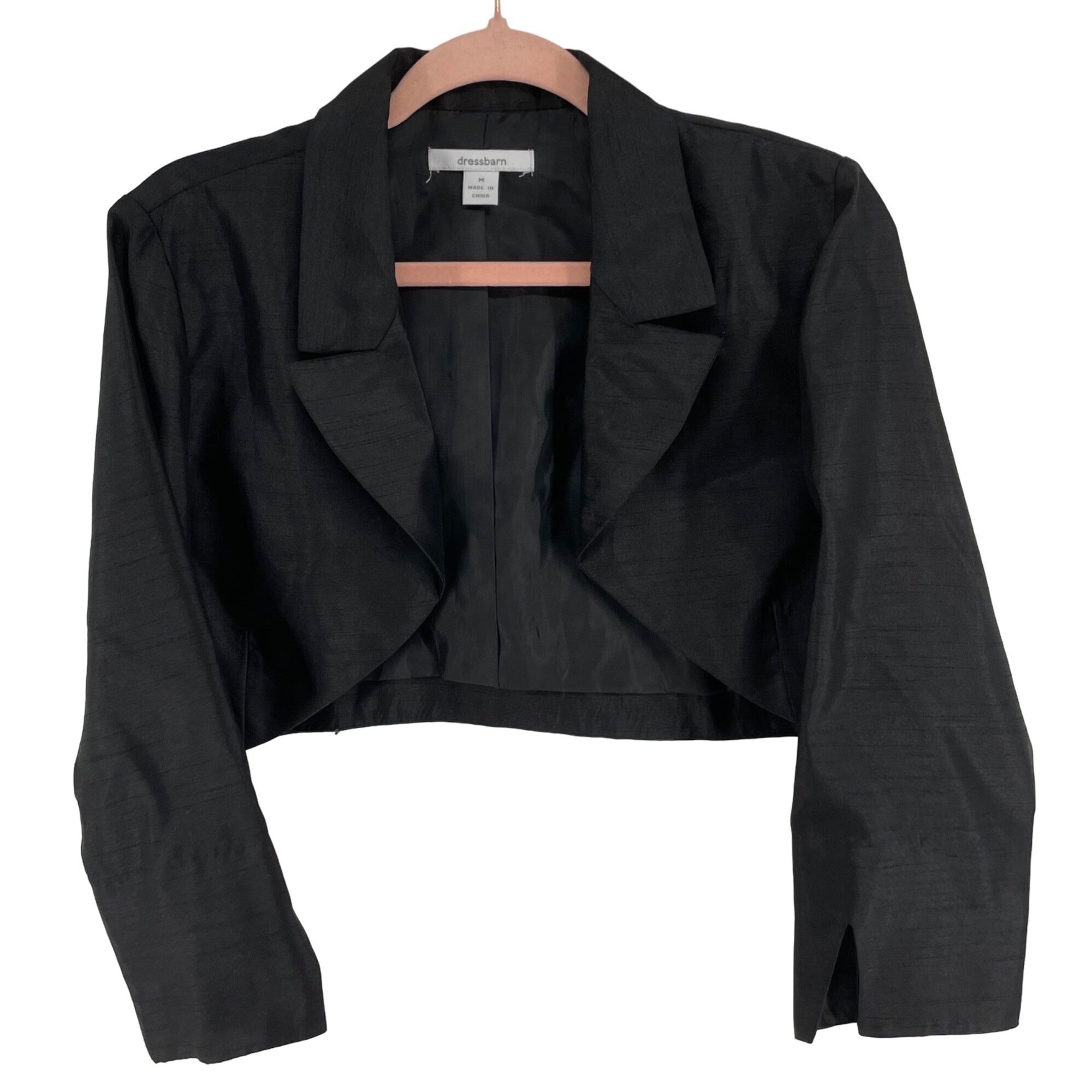 Dressbarn Women's Size Medium  Black Collared Cropped Bolero Jacket