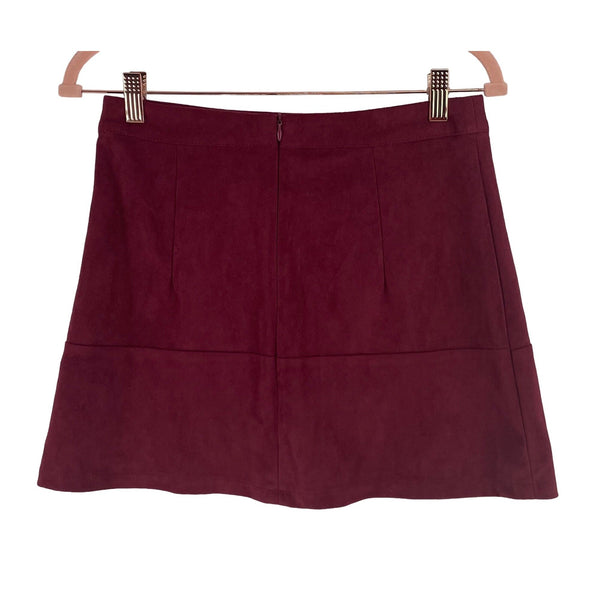 Lulus Women's Size Small A-Line Maroon/Burgundy Faux Suede Mini Skirt