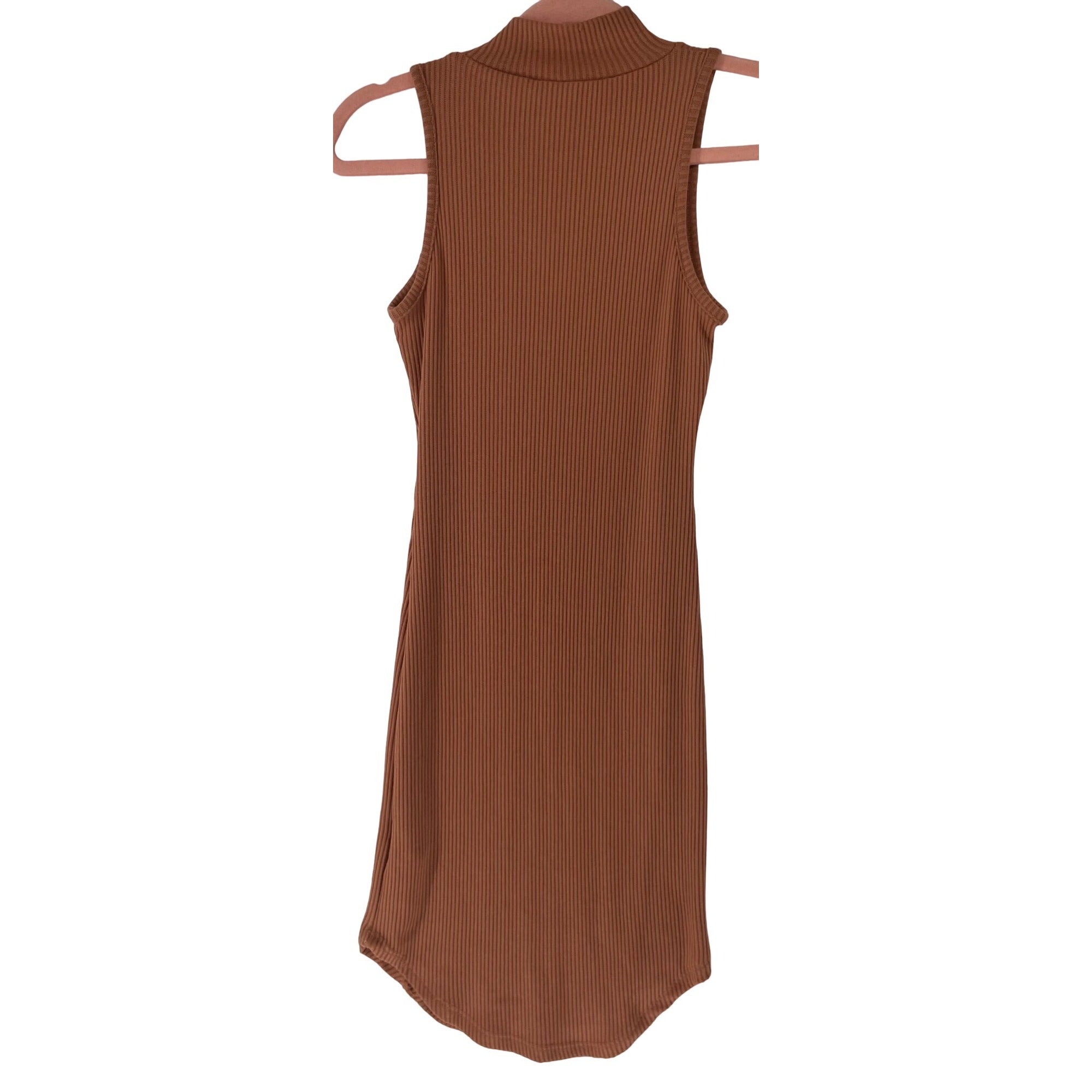 NWT Revamped Women's Size Medium Burnt Orange Ribbed Sleeveless Midi Dress