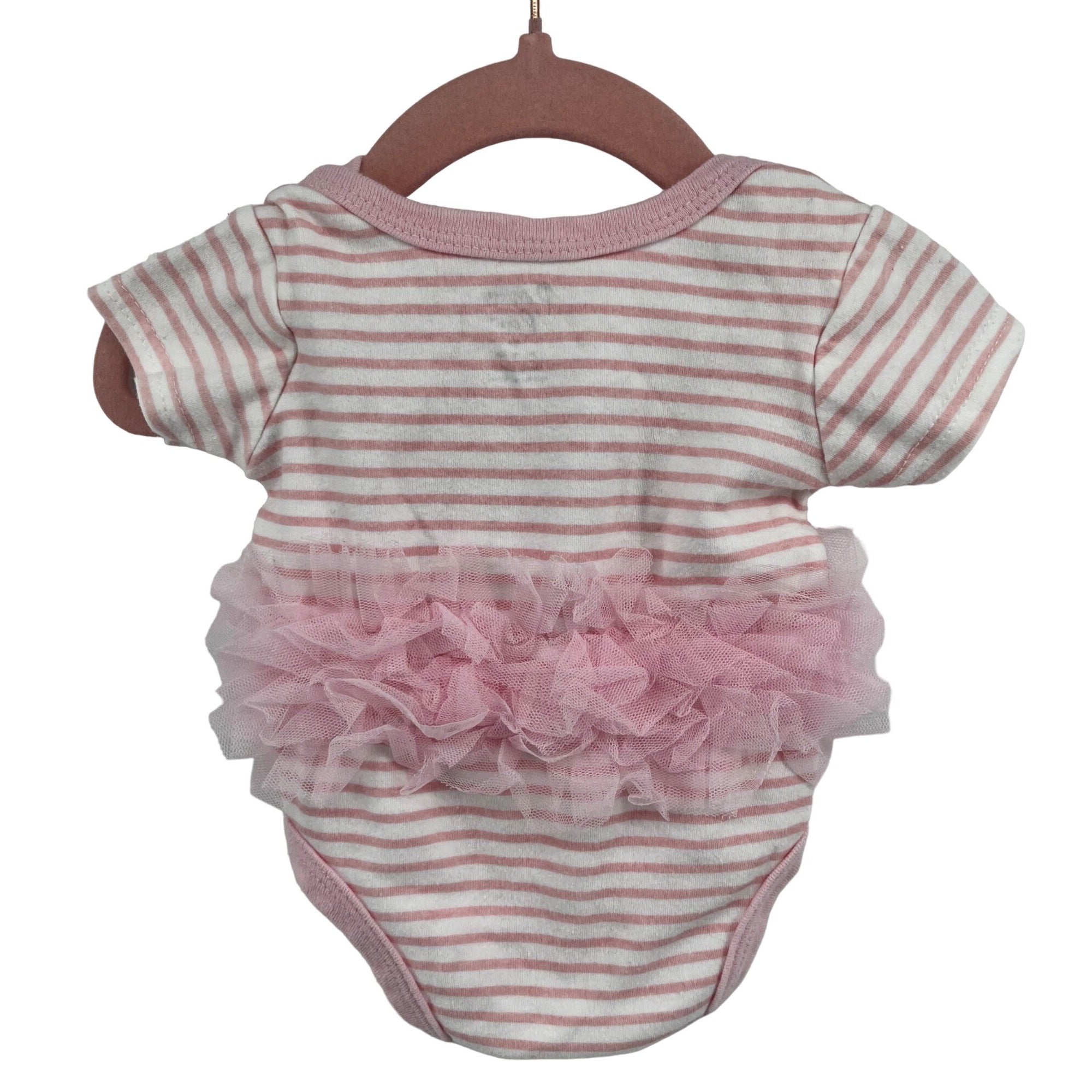 Princess Rose Baby Girl's Size 0-3 Months Pink, White & Gold Striped Tutu Onesie