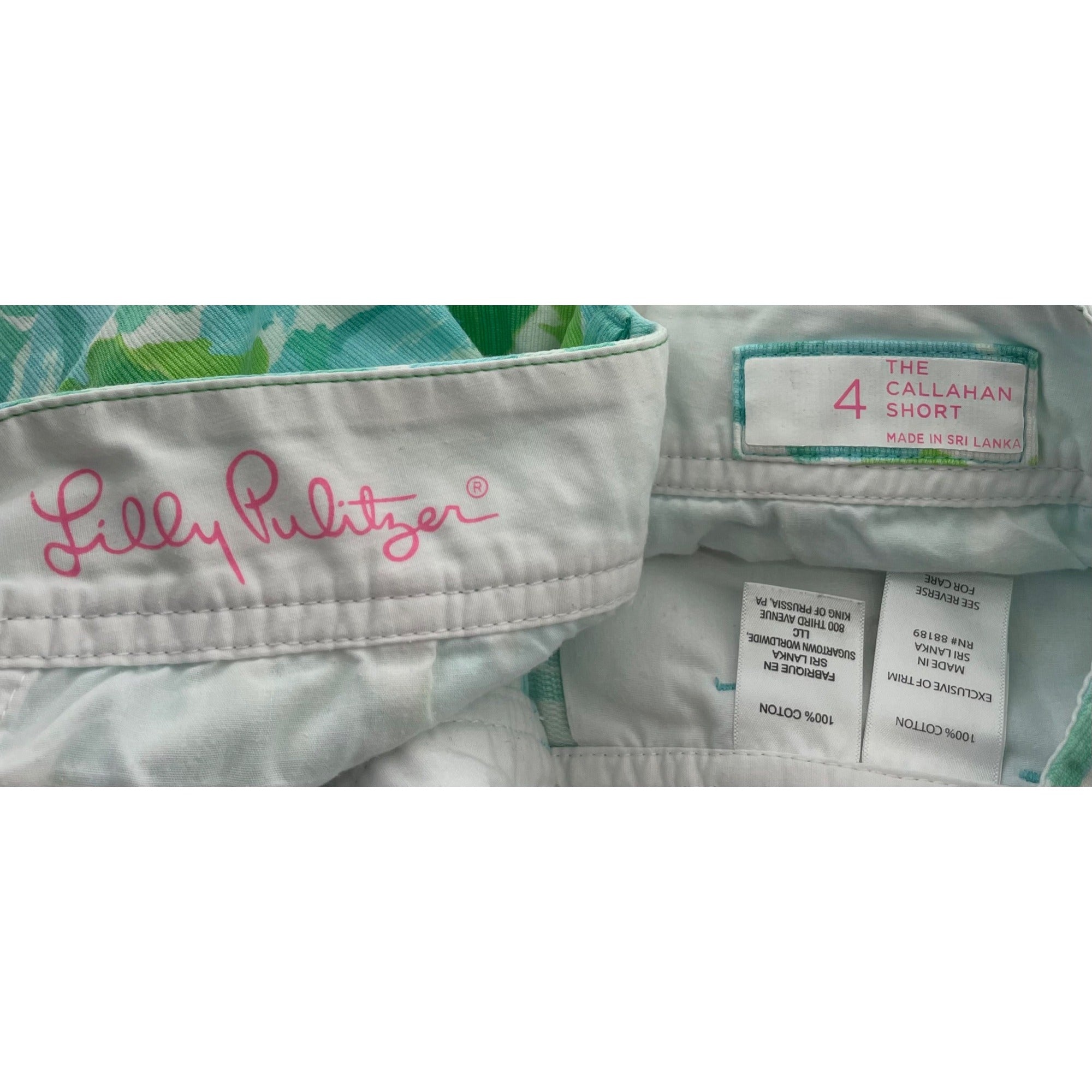 Lilly Pulitzer Women's Size 4 Teal Blue, Green & White Callahan Shorts