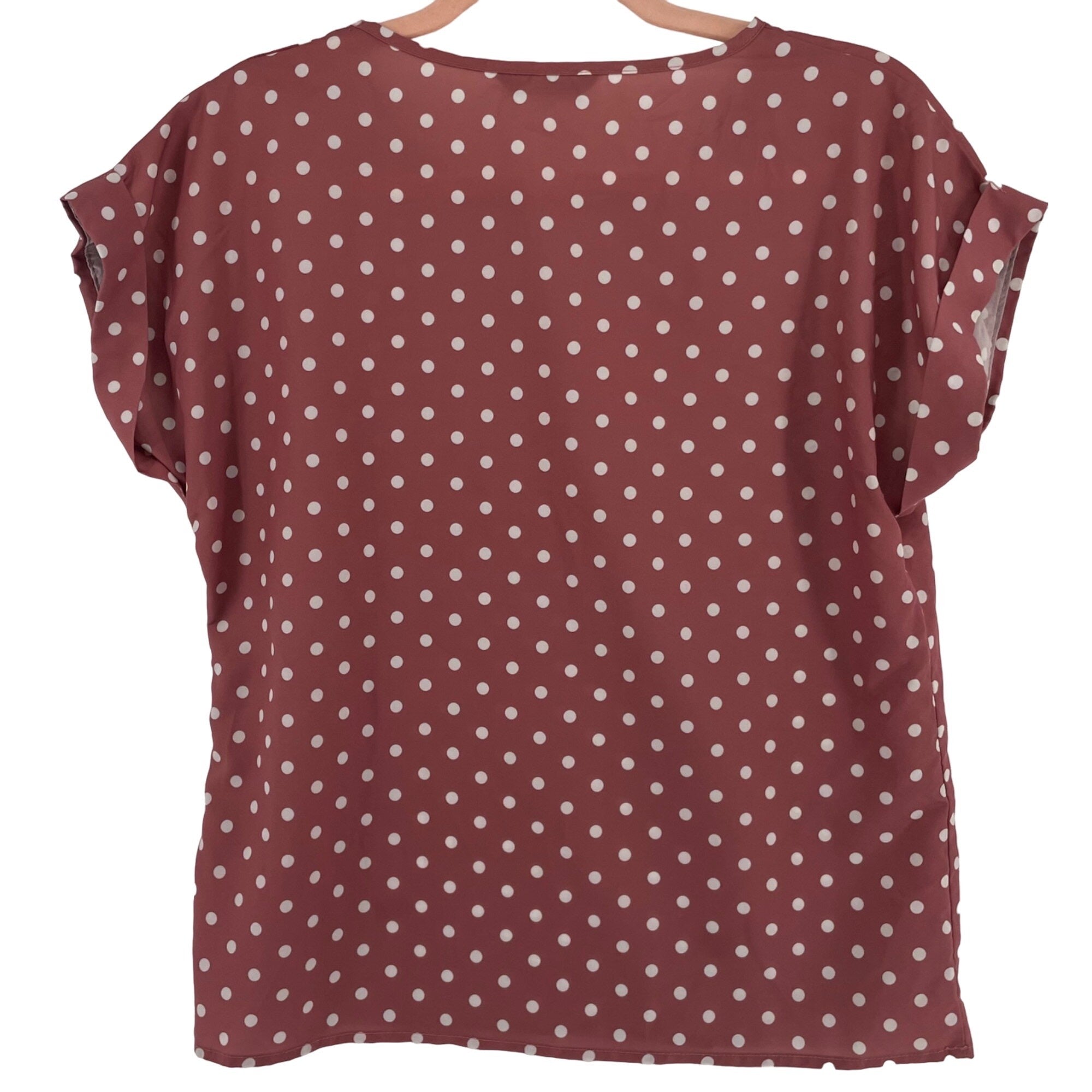 CLEARANCE Shein Women's Size Small Pink & White Polka Dot Short-Sleeved Top