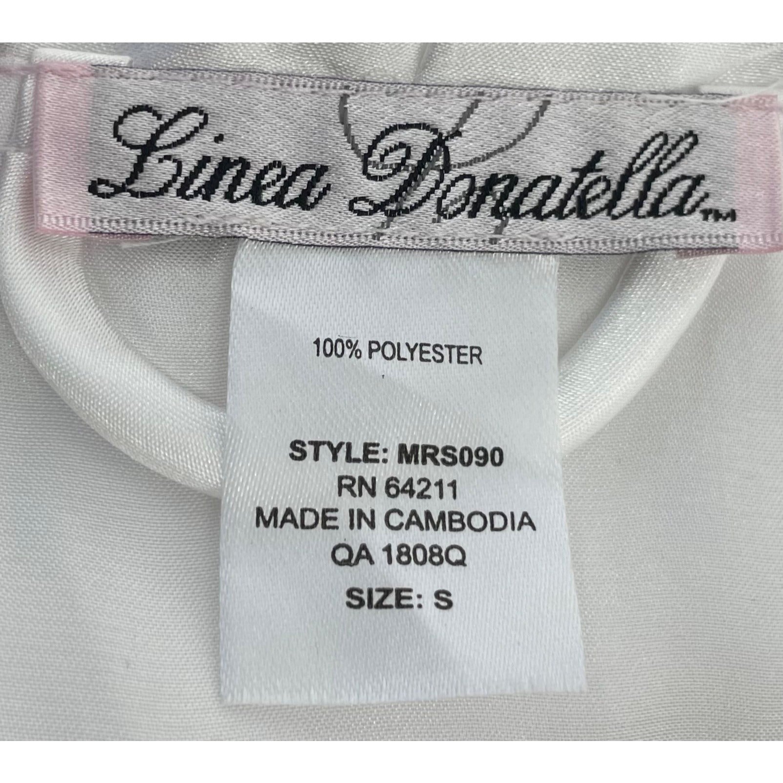 Linea Donatella Women's Size Small White & Pink Satin Bridal Robe W/ Rhinestone Detailing