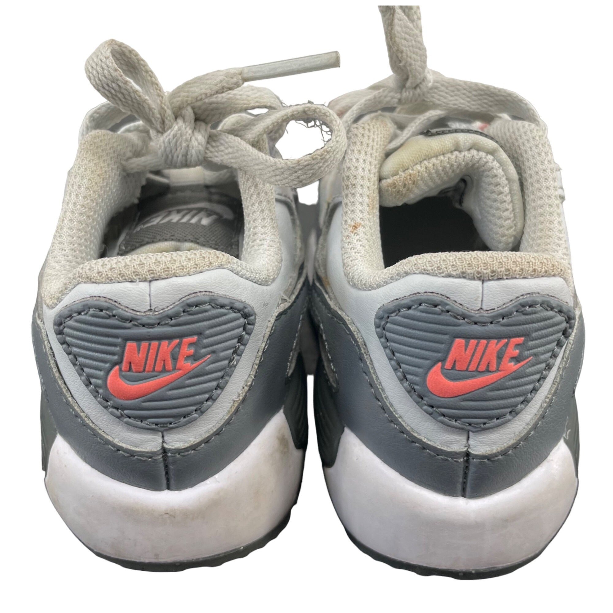 NIKE Girl's Size 5 White, Grey & Coral Tennis Shoe Sneakers