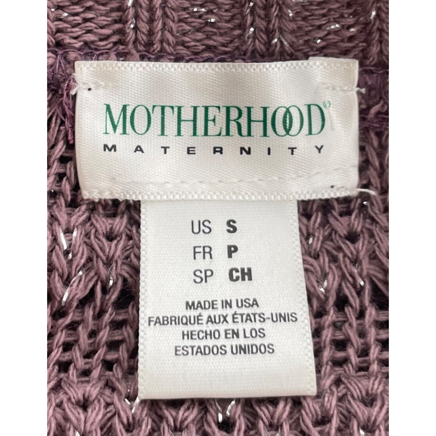 Motherhood Women's Size Small Purple/Sparkly Silver Knit Maternity Sweater Dress