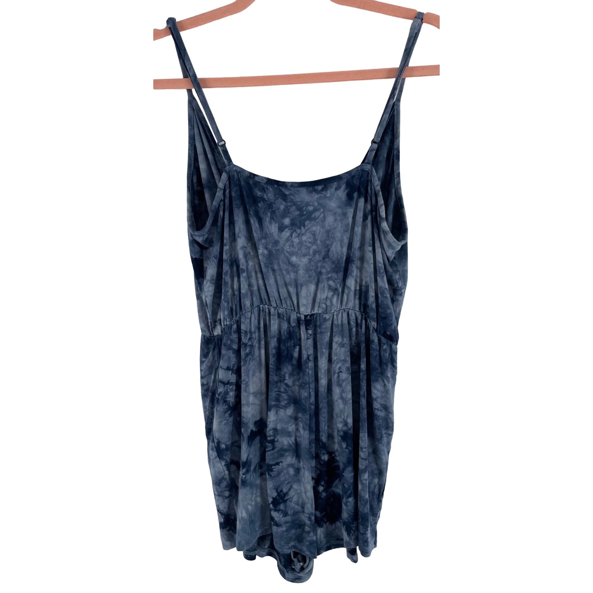 Shein Women's Size Medium Spaghetti Strap Navy Blue Tie Dye Romper