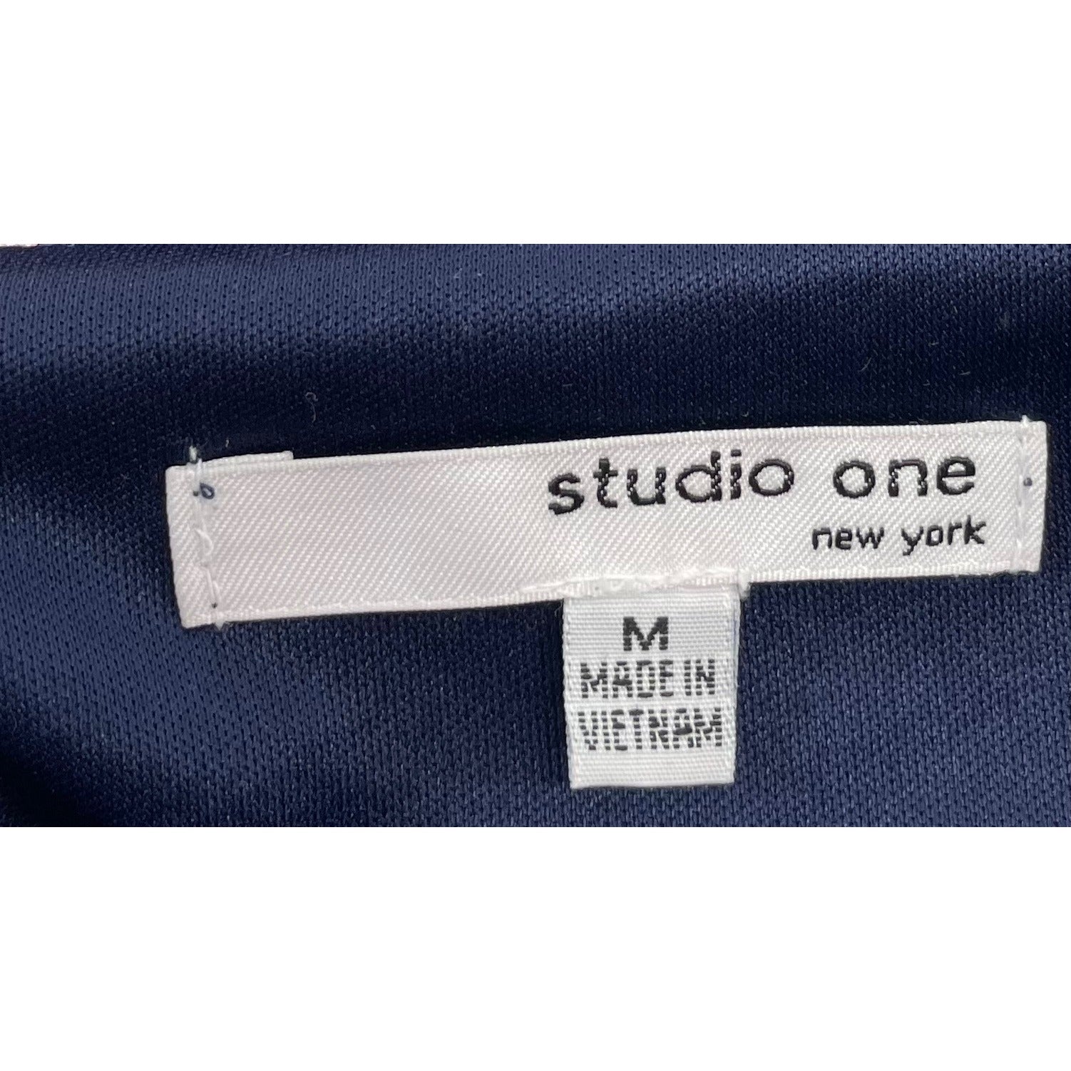 Studio One New York Women's Size Medium Navy/Purple/White Dress W/ Sleeve Sashes