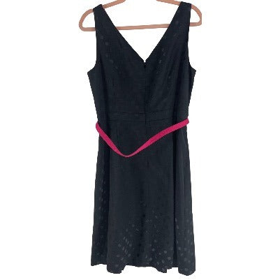 Tahari Arthur S. Levine Women's Size 12 Black/Fuchsia Sleeveless Polka Dot Dress