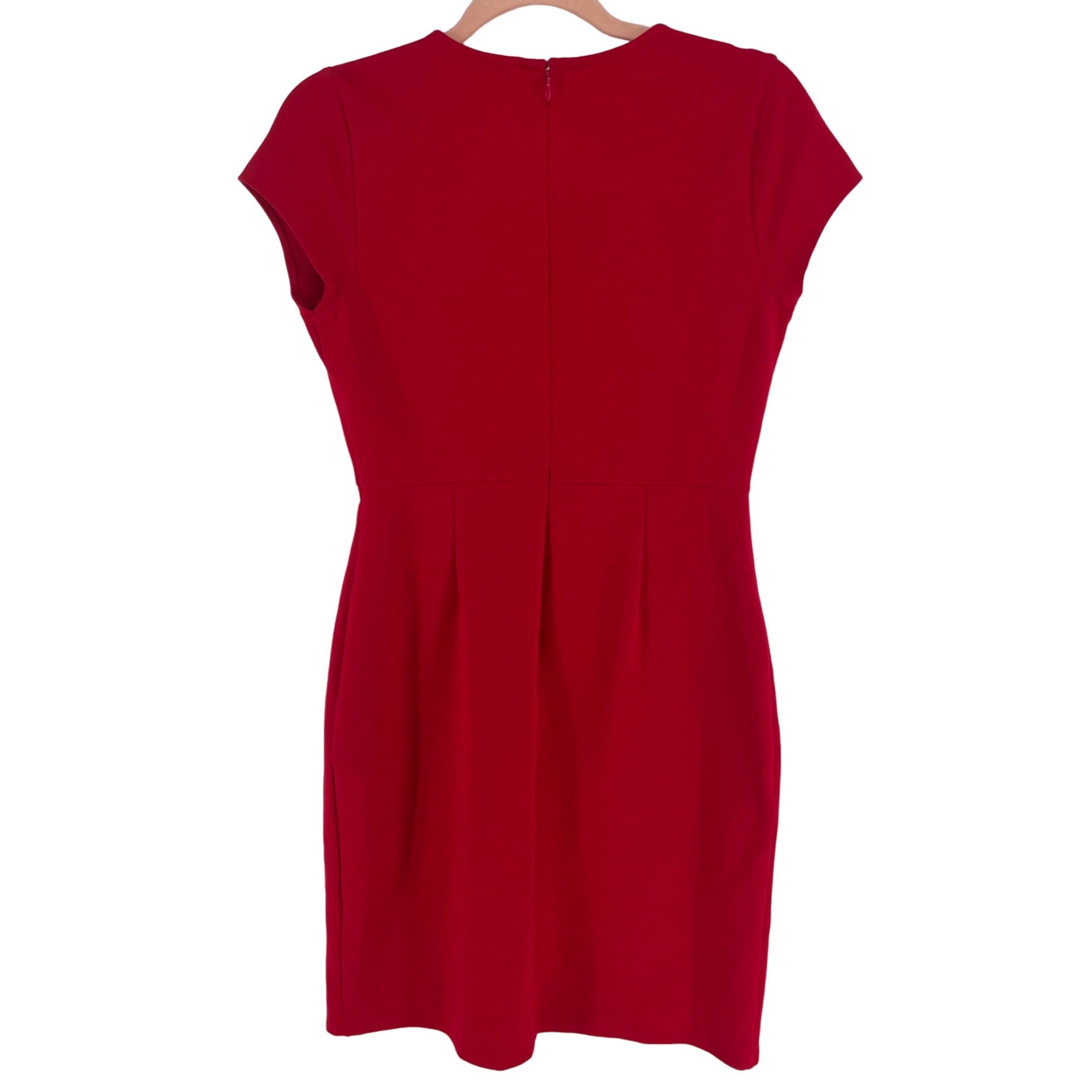 Worthington Women's Size 4 Red V-Neck Dress W/ Front Twist Knot Detail