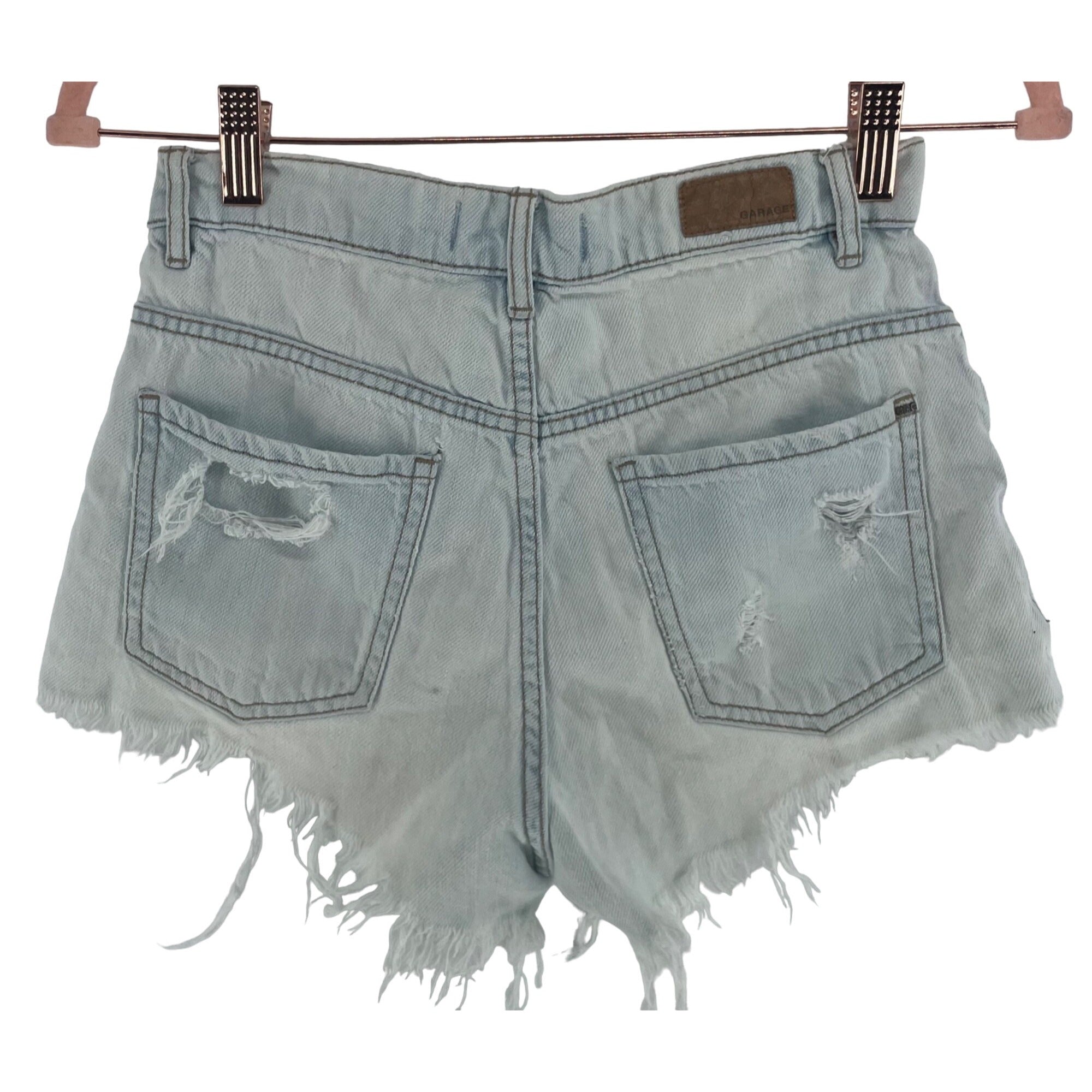 Garage Women's Size Small Faded Distressed Denim Fringe Festival Shorts