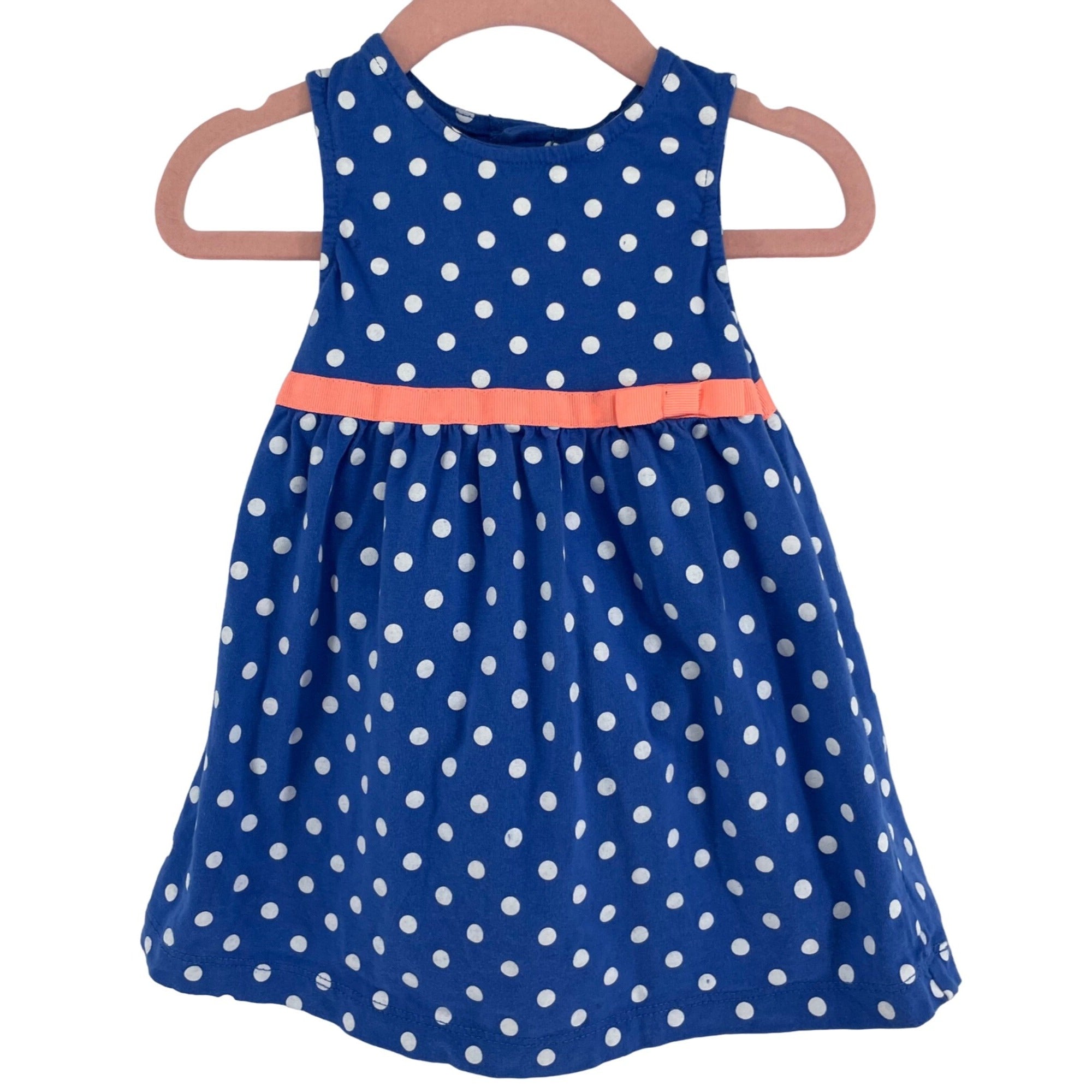 NWOT Carter's Baby Girl's Size 12 Months Blue, White & Coral Polka Dot Dress