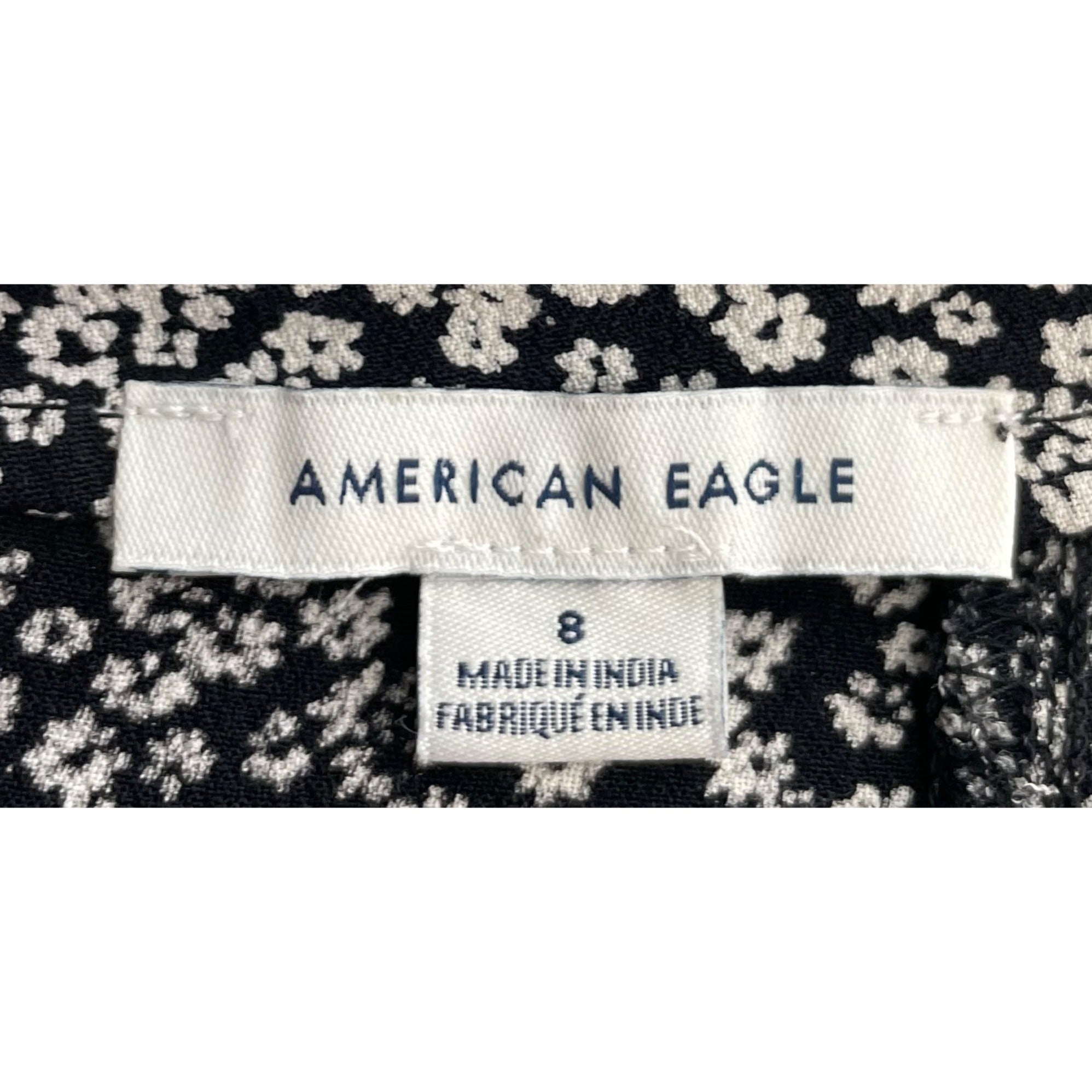 American Eagle Women's Size 8 Black & White Floral A-Line Flowy Mini Skirt