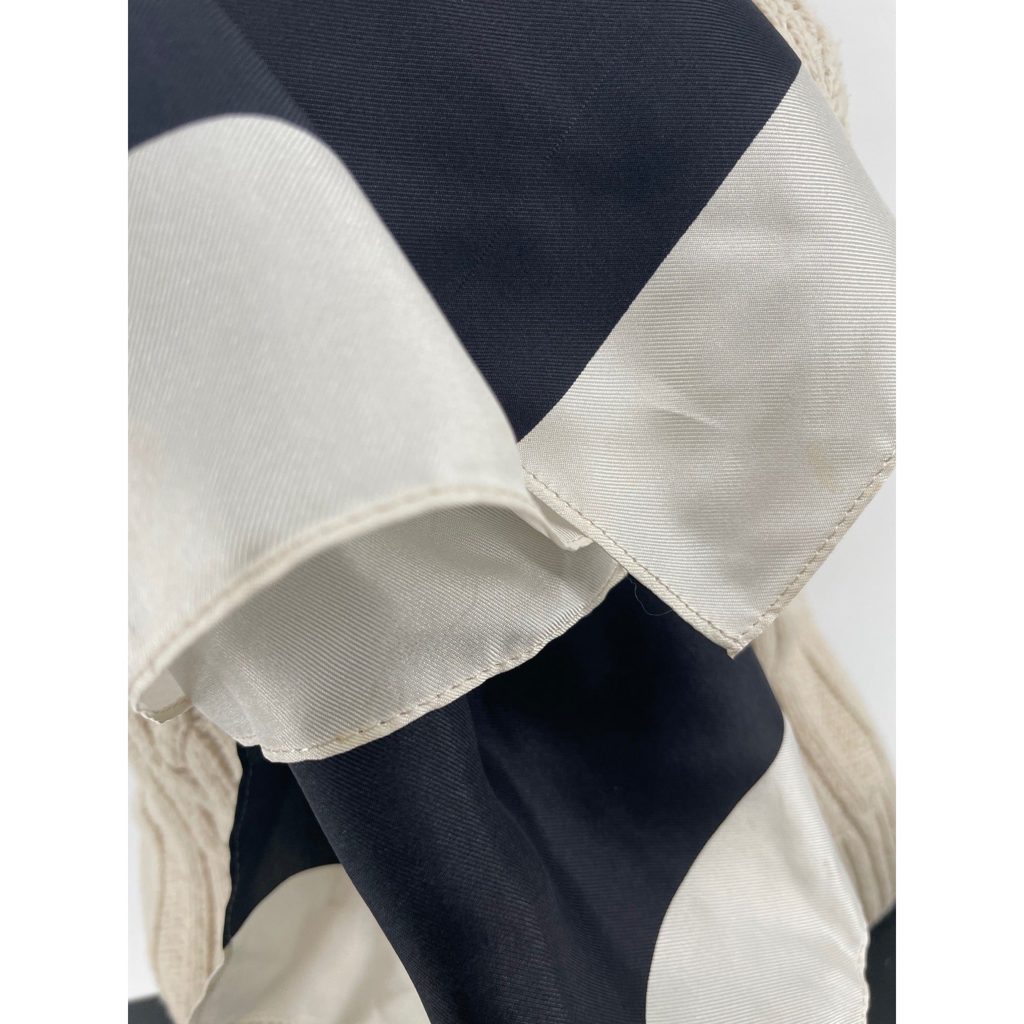 Women's Black/White & Royal Blue Satin Striped Scarf