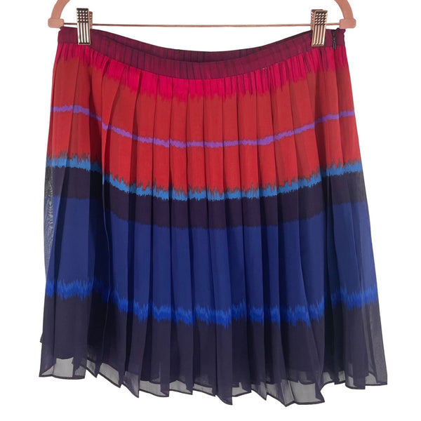 Elle Women's Size 12 Pleated Multi-Colored Blue/Purple/Red/Fuchsia A-Line Mini Skirt