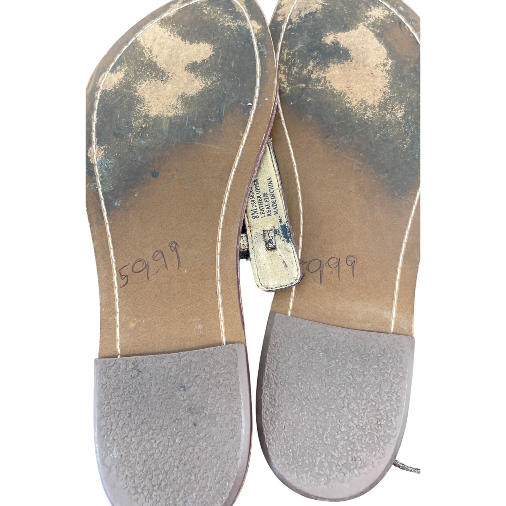 Sam Edelman Women's Size 8 Fur Trim Flat Summer Sandals