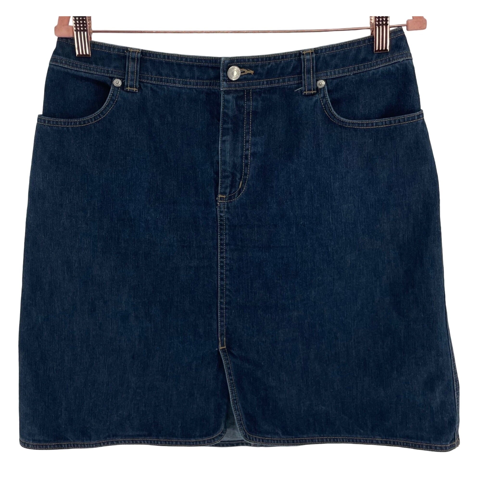 Land's End Women's Size 12P Dark Wash Denim Mini Skirt