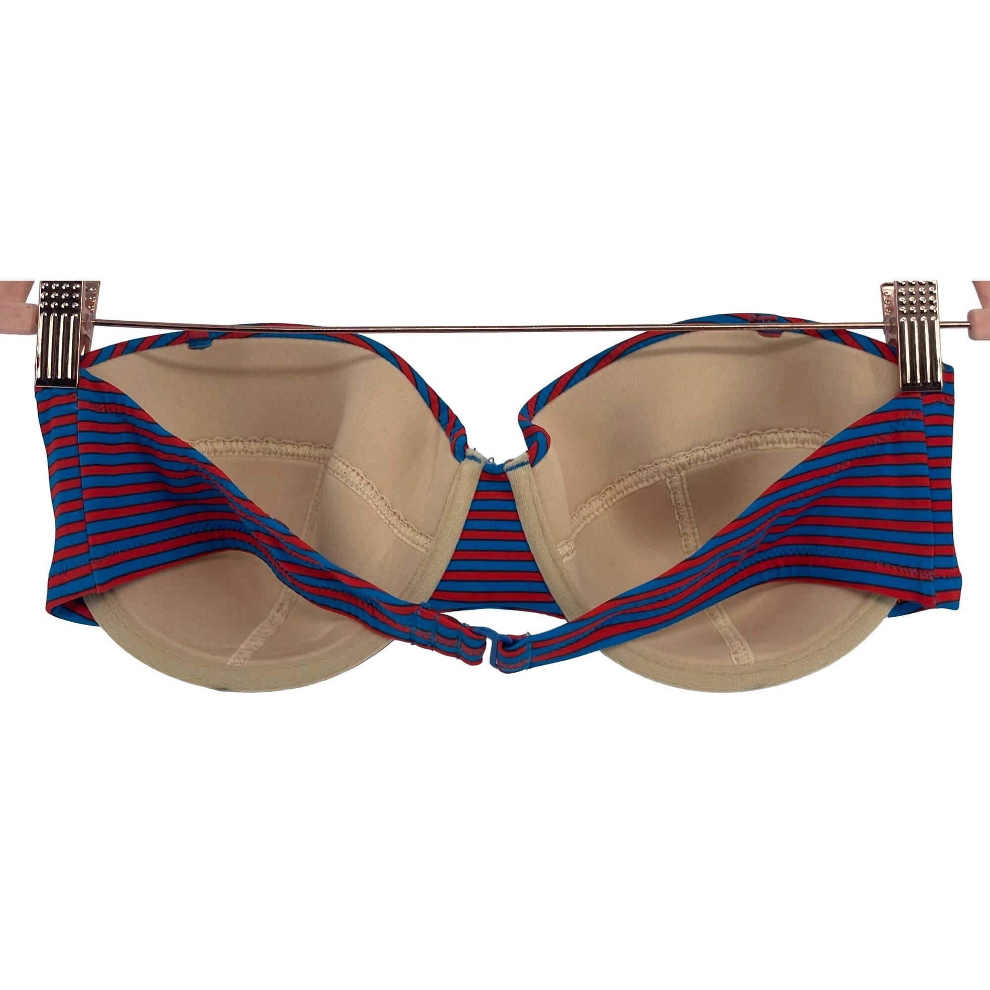 J. Crew Women's Size 36D Red & Blue Striped Strapless Bikini Top