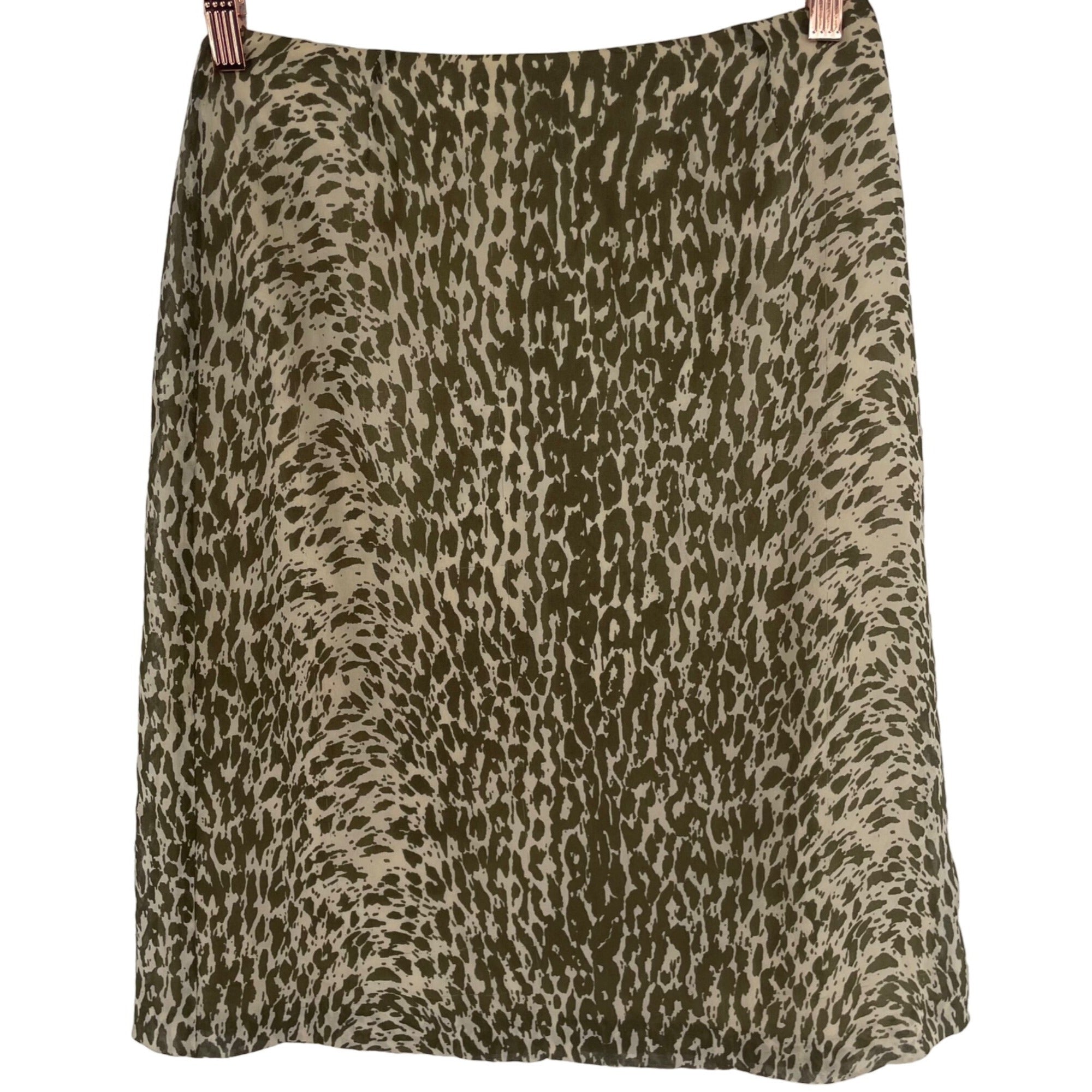 J. Crew Women's Size Medium Olive Green & Cream Animal Print Pencil Skirt