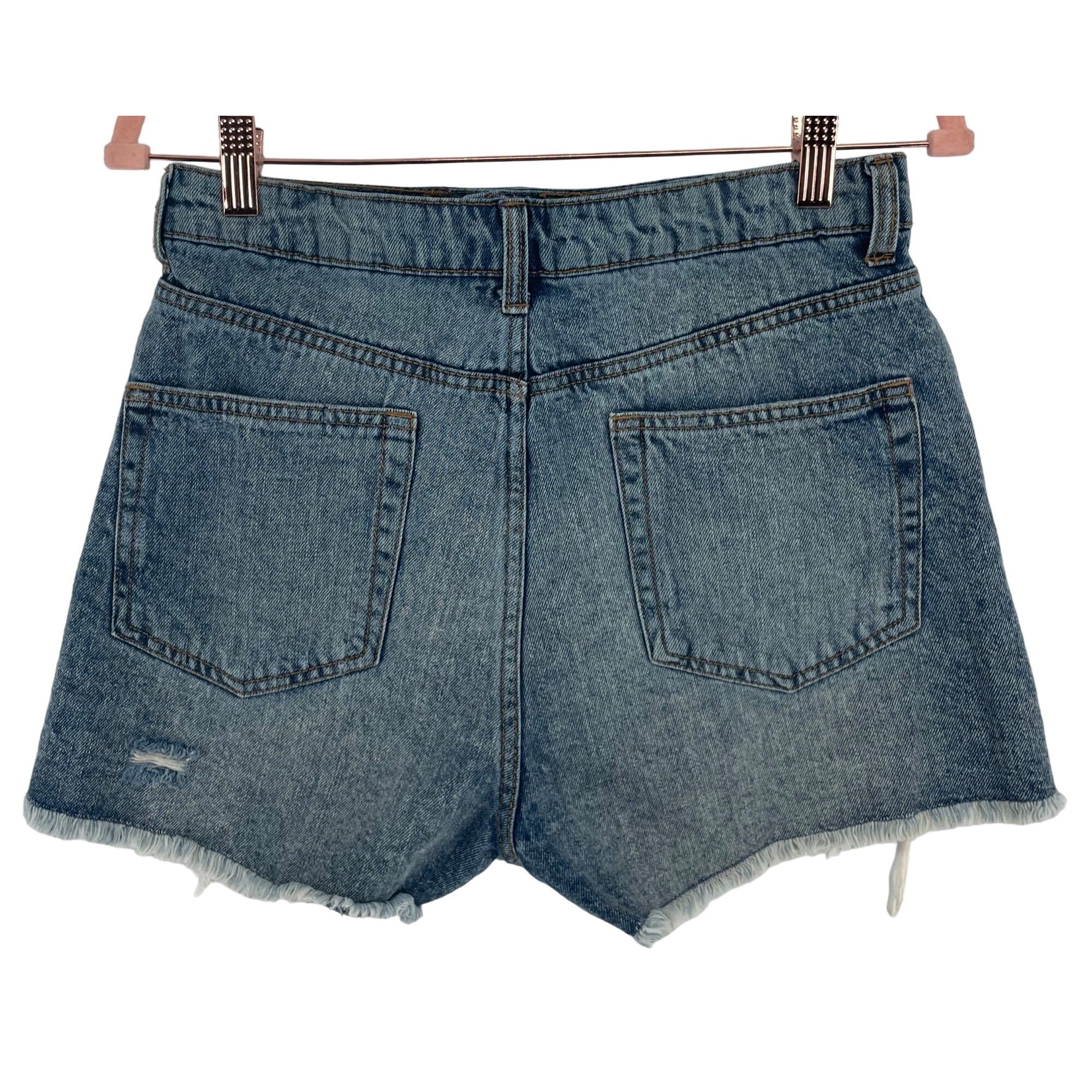 Wild Fable Women's Size 6 High Rise Distressed Fringe Blue Jean Denim Shorts